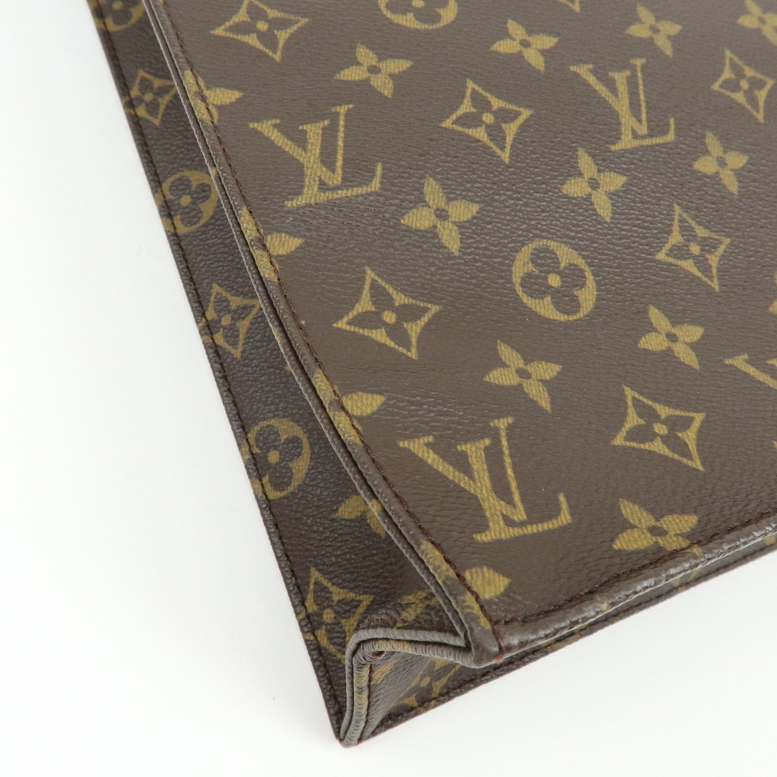 Louis Vuitton Monogram Sac Plat Tote Bag Hand Bag Brown M51140