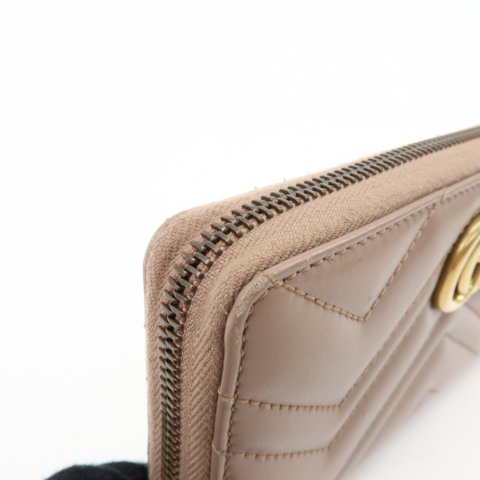 GUCCI GG Marmont Chevron Leather Long Wallet Beige 443123