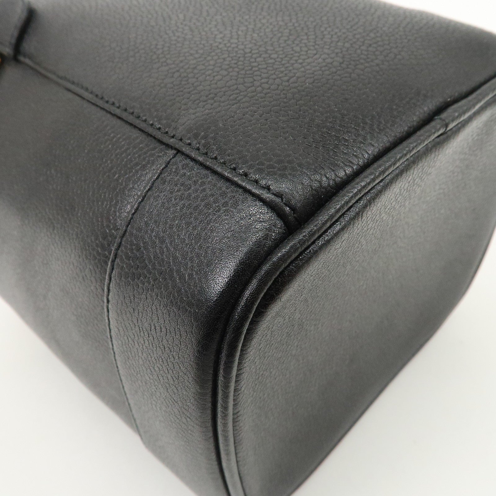 CHANEL COCO Mark Caviarskin Vanity Bag Hand Bag Cosmetic Bag Black A01998