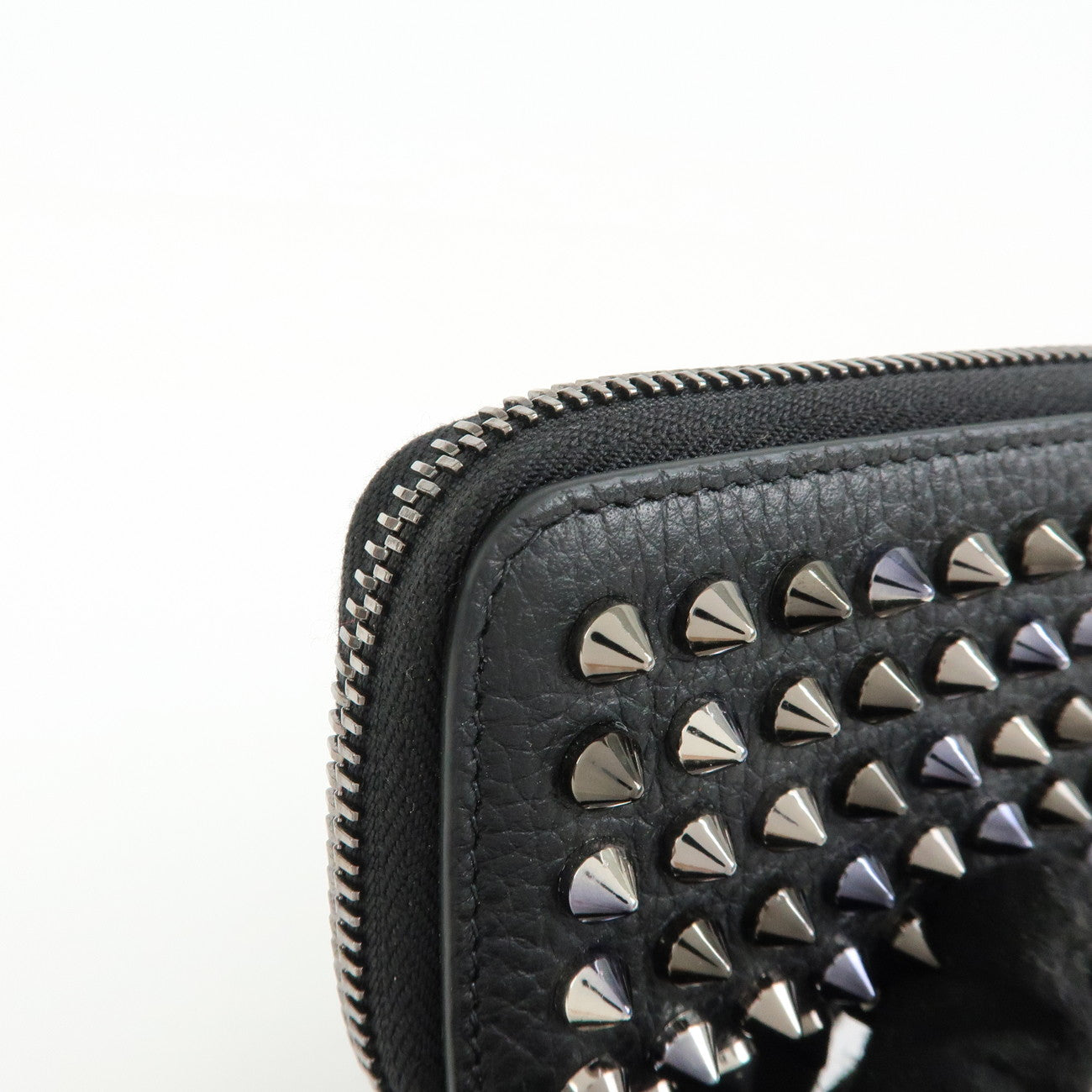 Christian Louboutin Leather Panettone Studs Key Case Black