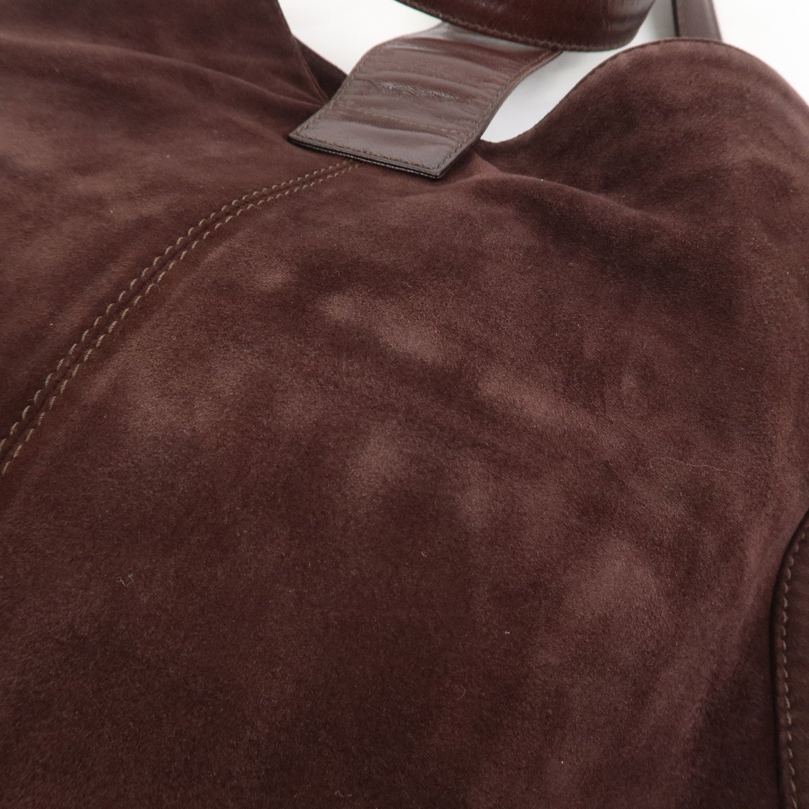 FENDI Suede Leather Shoulder Bag Hand Bag Brown 26327