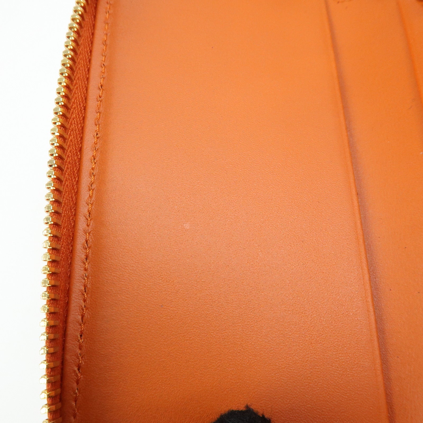 PRADA Saffiano Leather Round Zippy 6 Rings Key Case Orange 1PG604