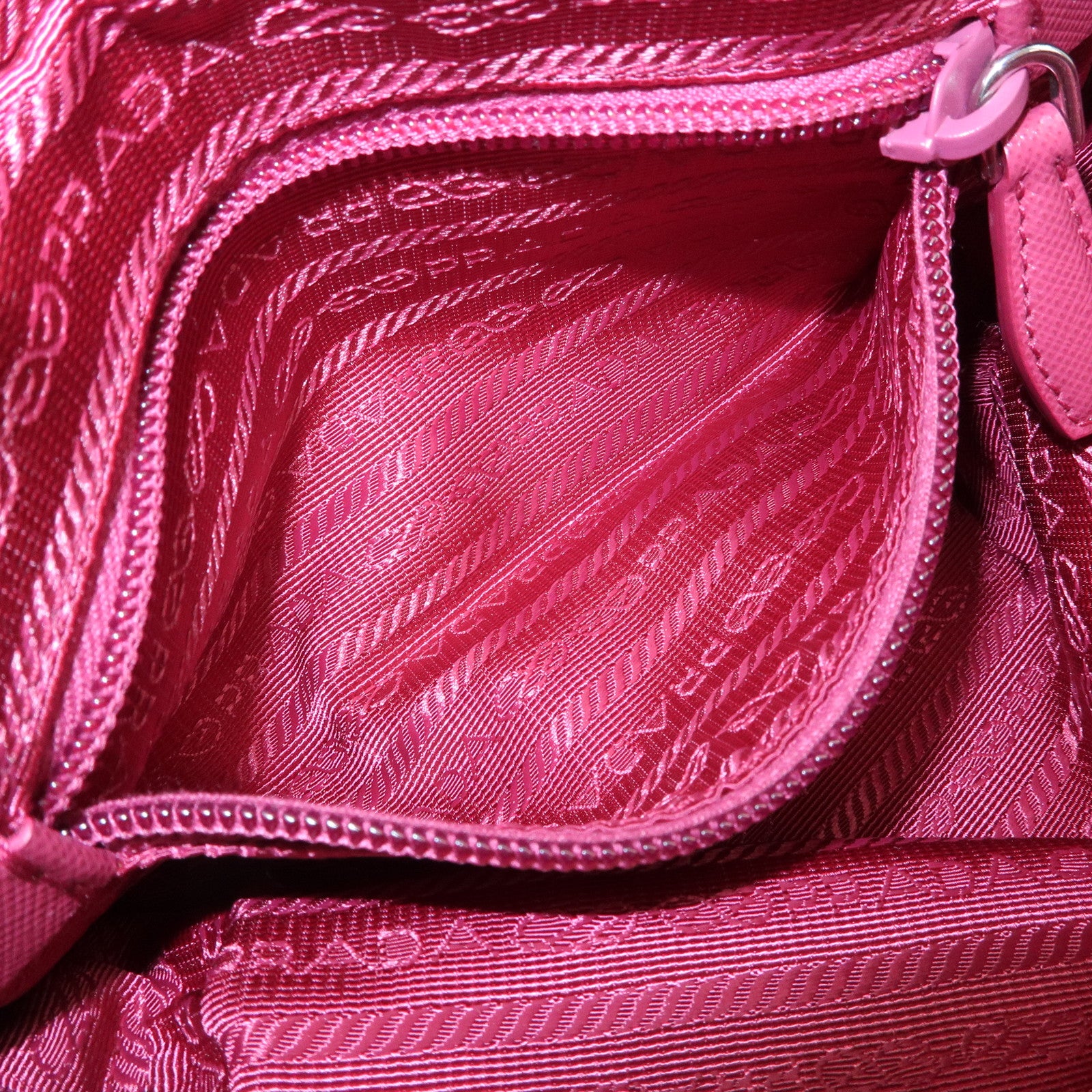 PRADA Triangle Logo Nylon Leather Pouch Pink 1NE693 Used