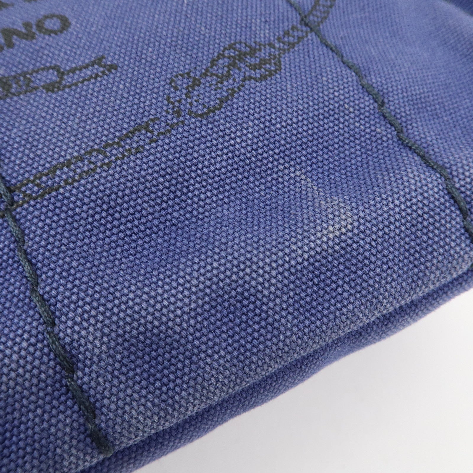 PRADA Logo Canapa Canvas 2Way Tote Bag Hand Bag Navy B2642B Used