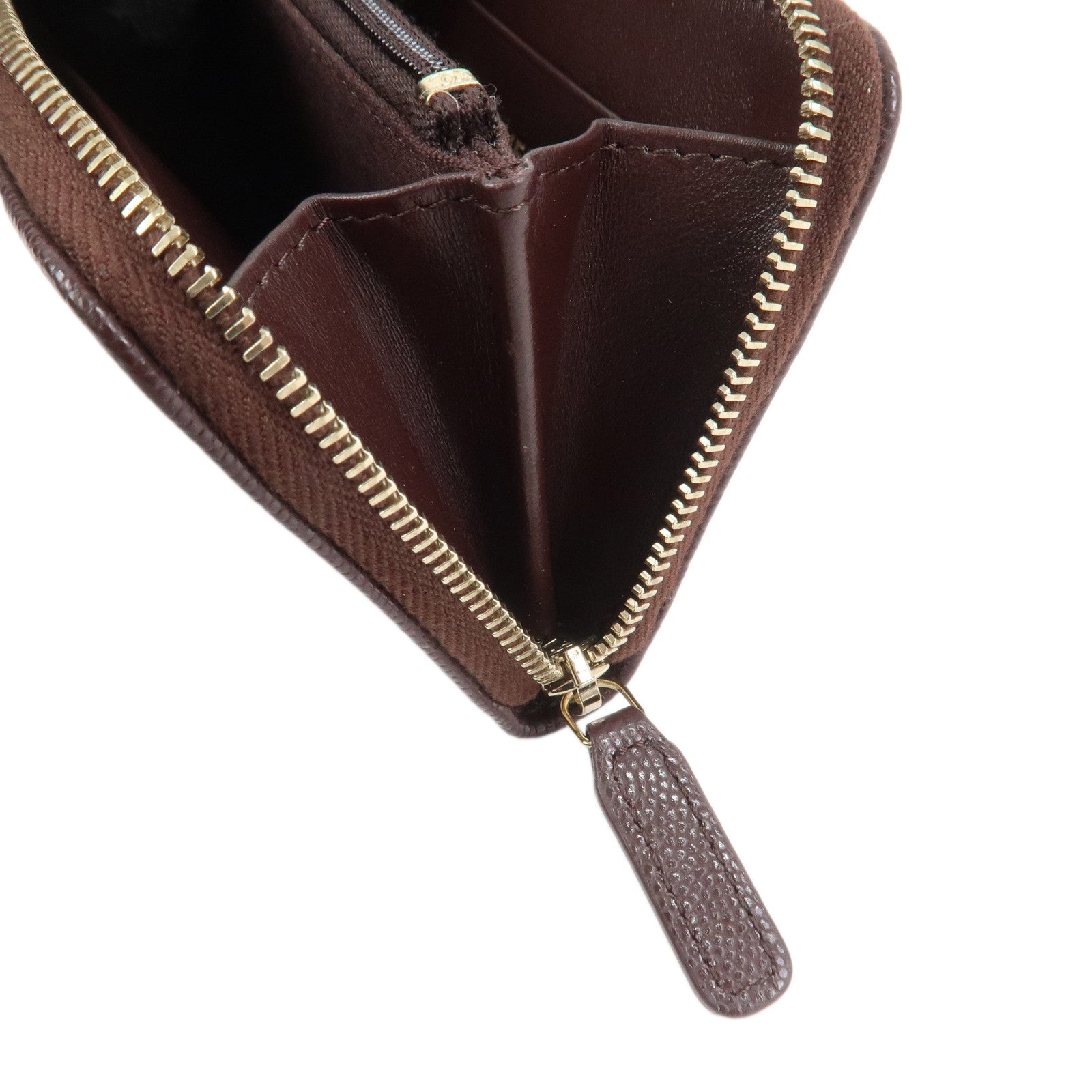 CHANEL COCO Mark Caviarskin Compact Zippy Wallet Brown