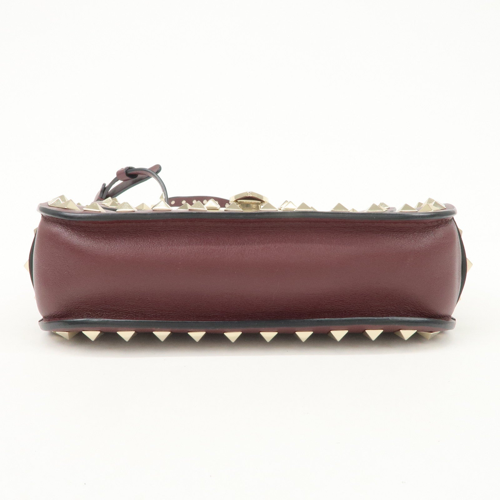 VALENTINO Rock Studs Leather Shoulder Bag Hand Bag Brown