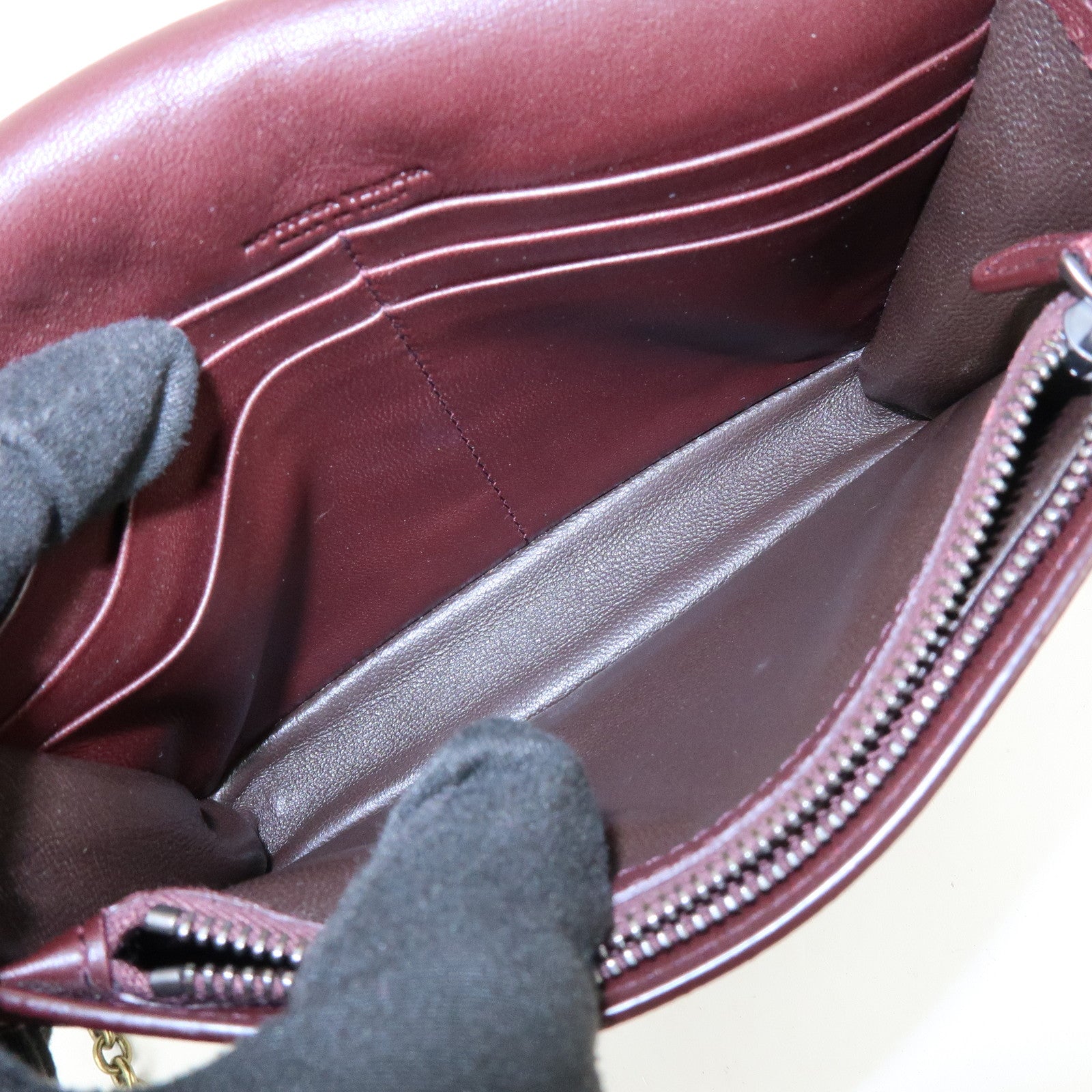 BOTTEGA VENETA Intrecciato Leather Chain Wallet Brown