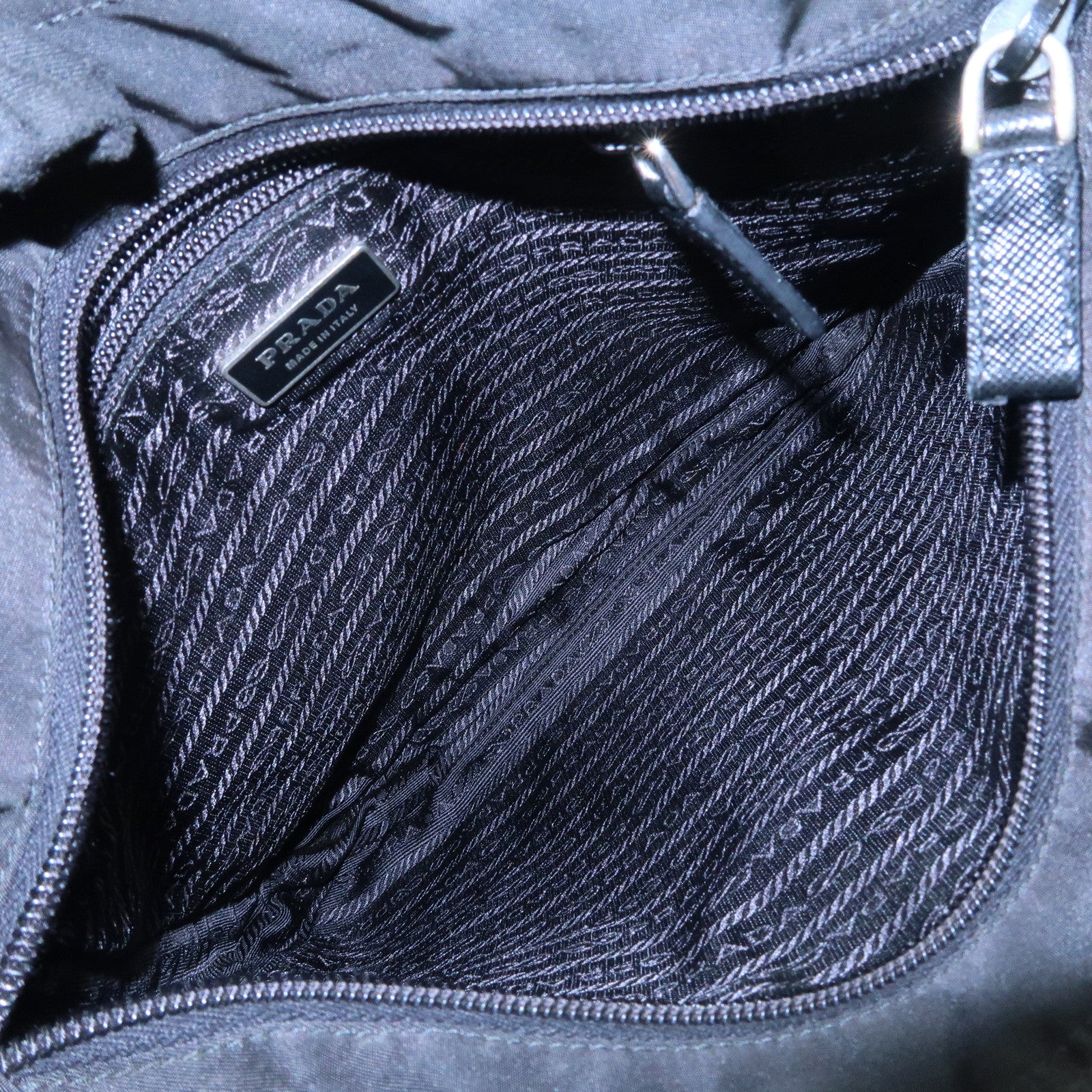 PRADA Nylon Saffiano Leather Shoulder Crossbody Bag Black VA0269