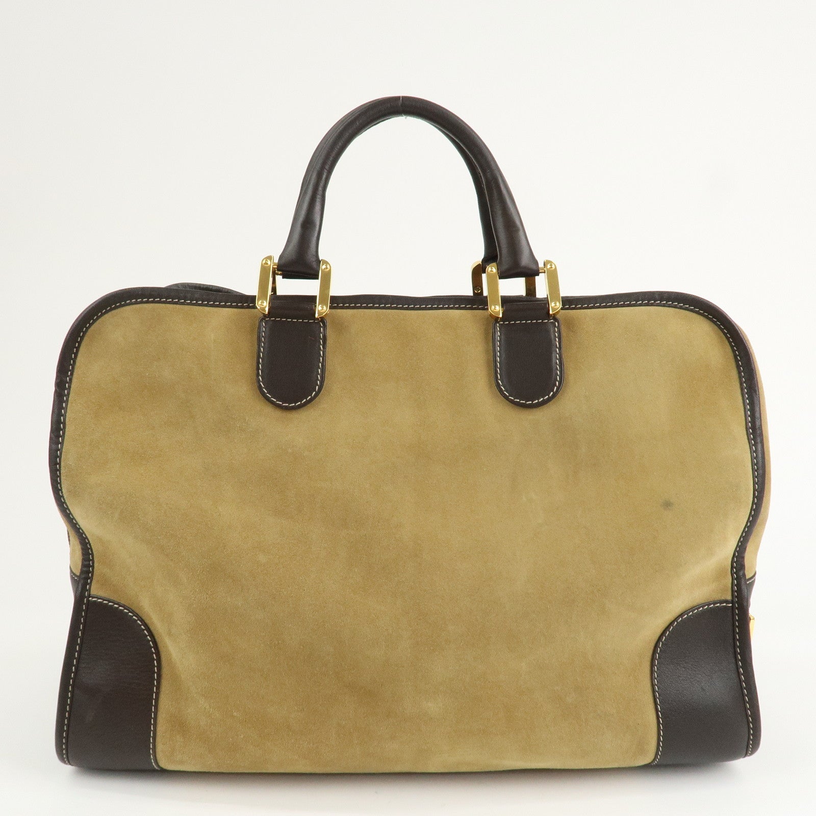 LOEWE Anagram Leather Amazona 40 Hand Bag Beige Brown