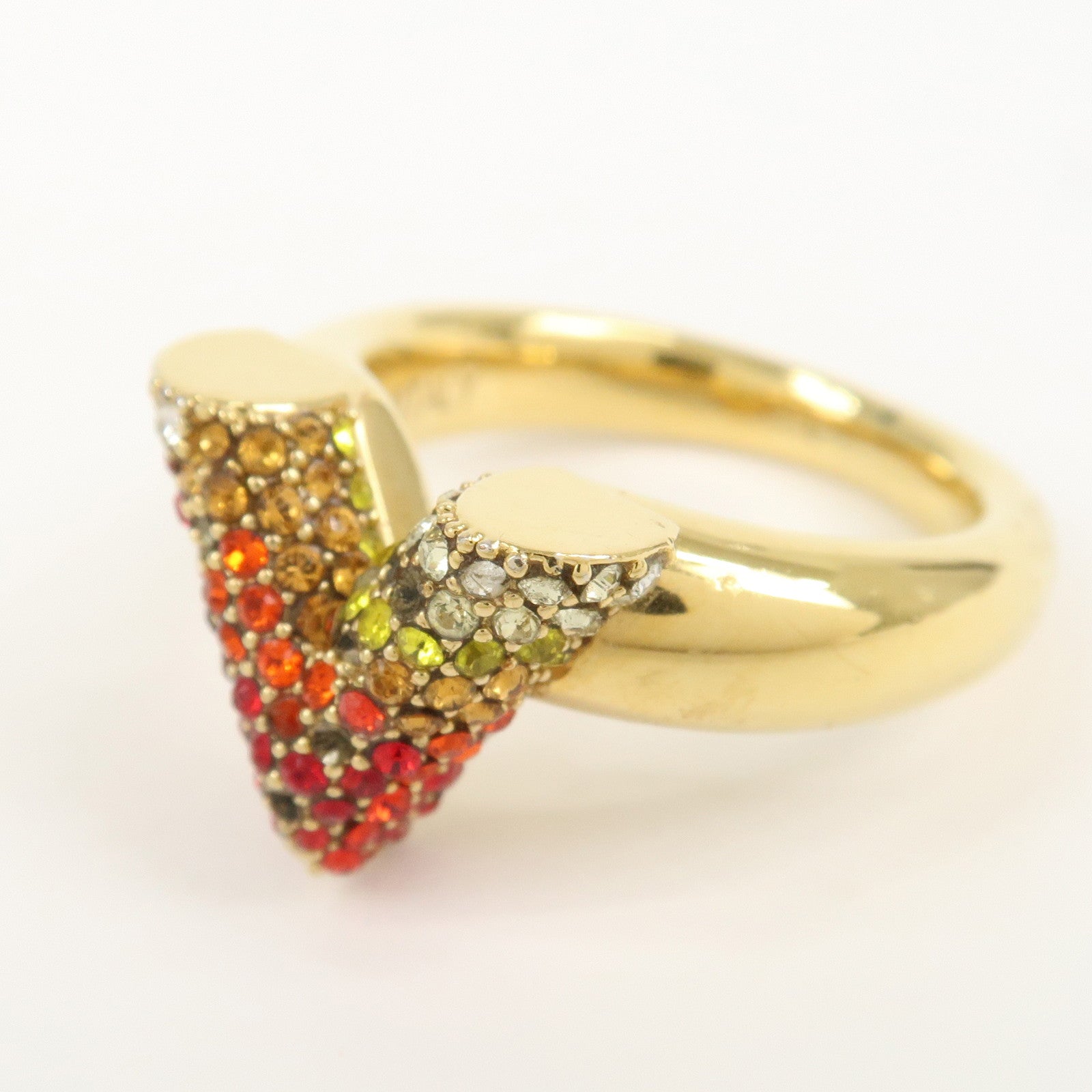 Louis Vuitton Essential V Ring Rhinestone Gold Red M62866