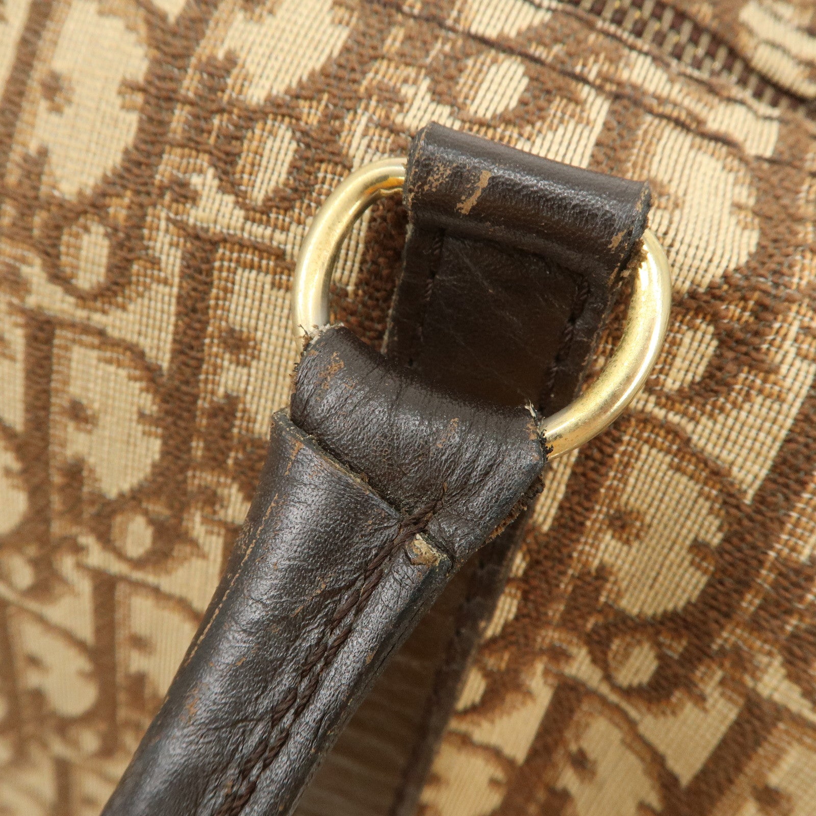 Christian Dior Trotter Jacquard Canvas Boston Bag Hand Bag Brown