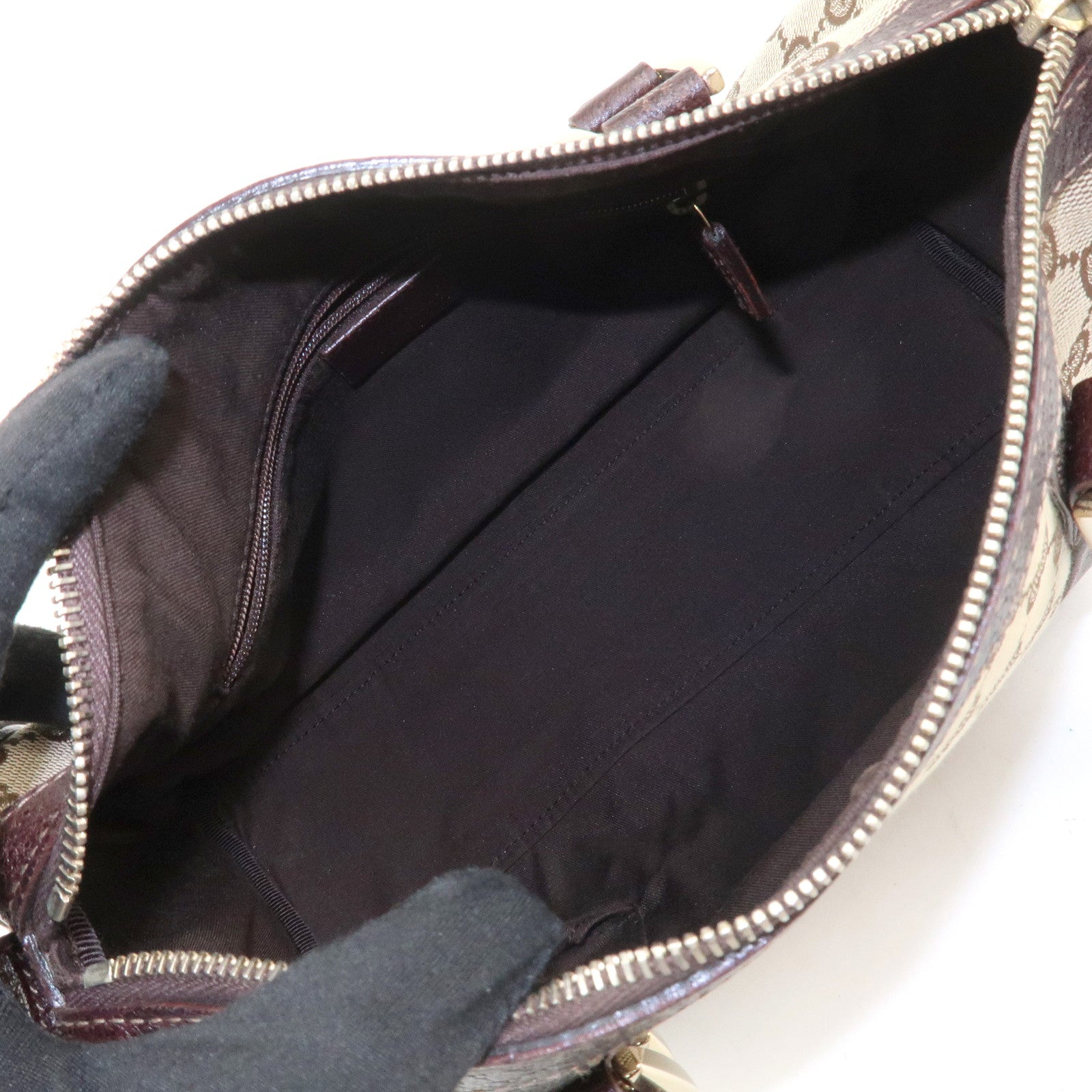 GUCCI Abbey GG Canvas Leather Mini Boston Bag Brown Beige 130942