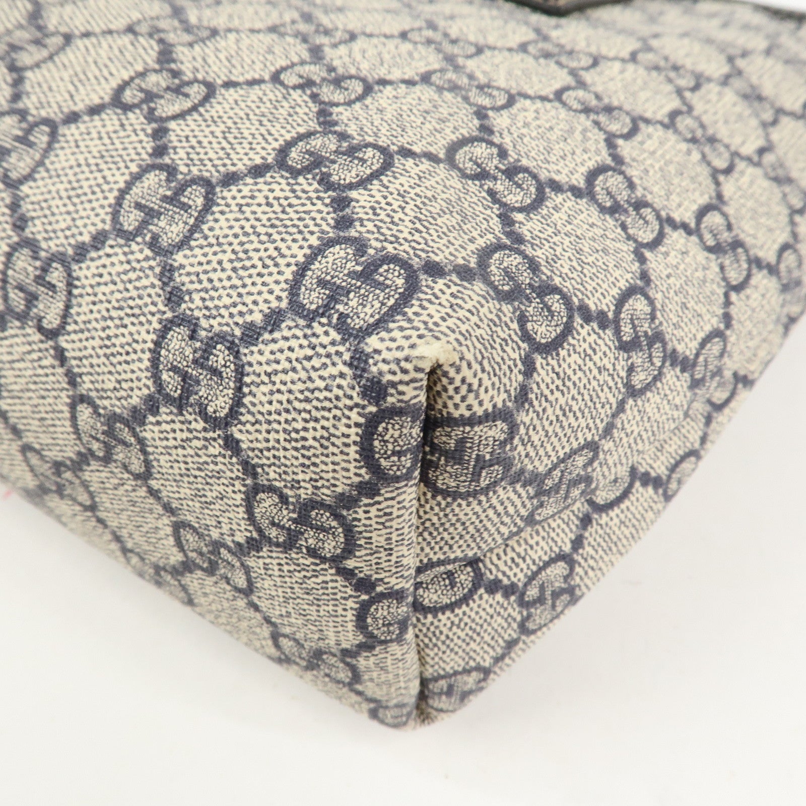 GUCCI GG Supreme PVC Leather Tote Bag Hand Bag Beige Black 211138