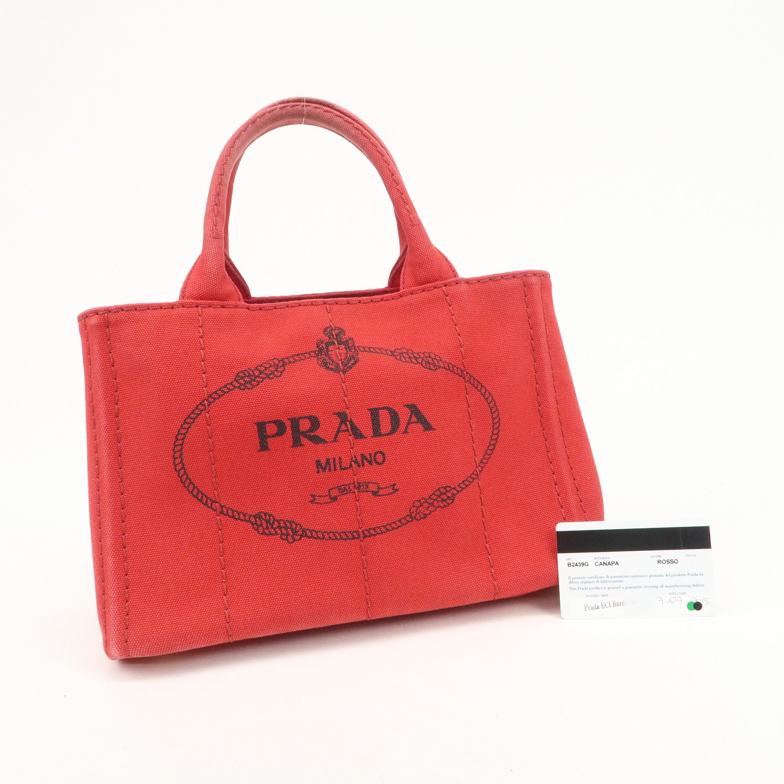 PRADA Logo Canapa Canvas Mini 2Way Bag Hand Shoulder Bag B2349G