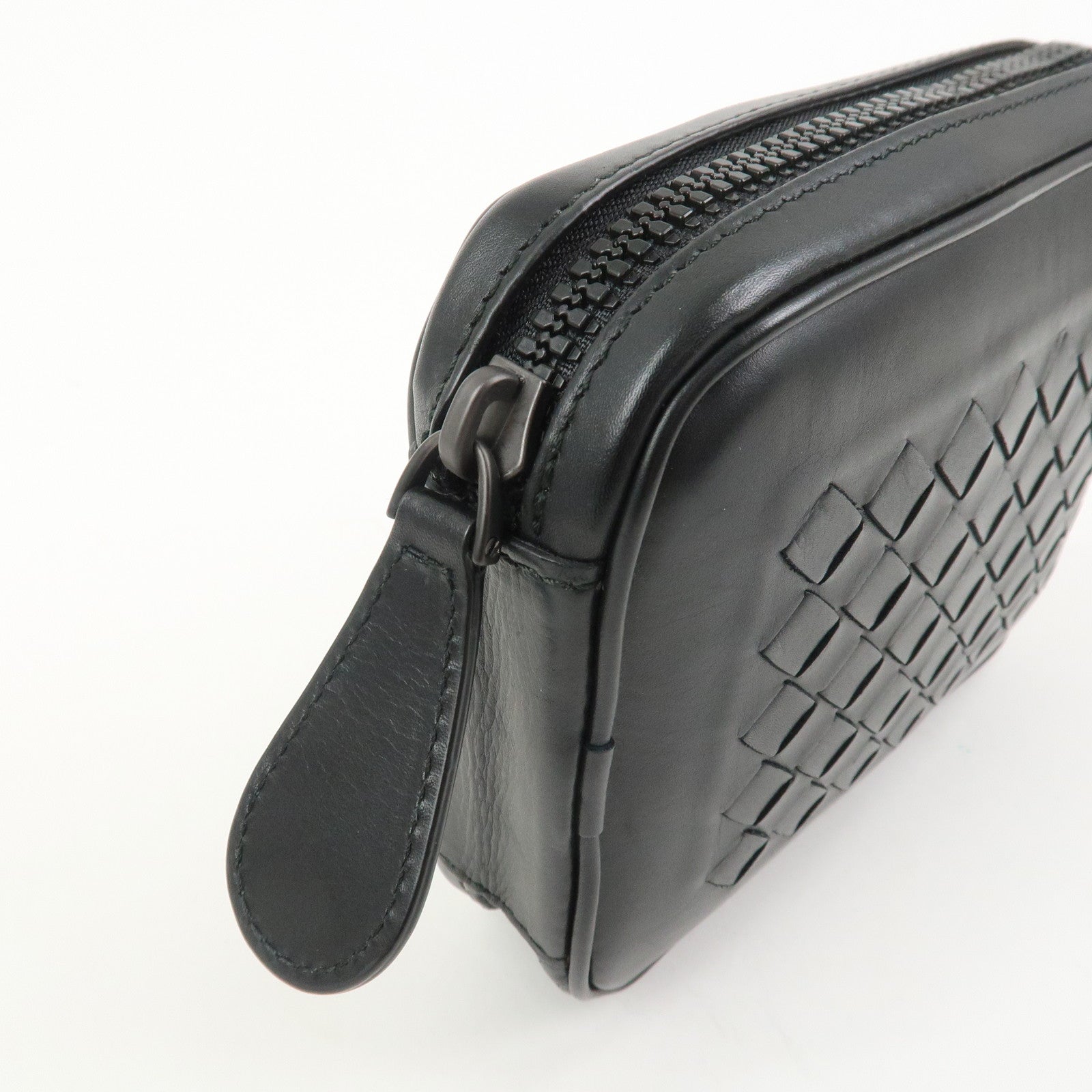 BOTTEGA VENETA Intrecciato Leather Foldable Tote Bag Nylon Black