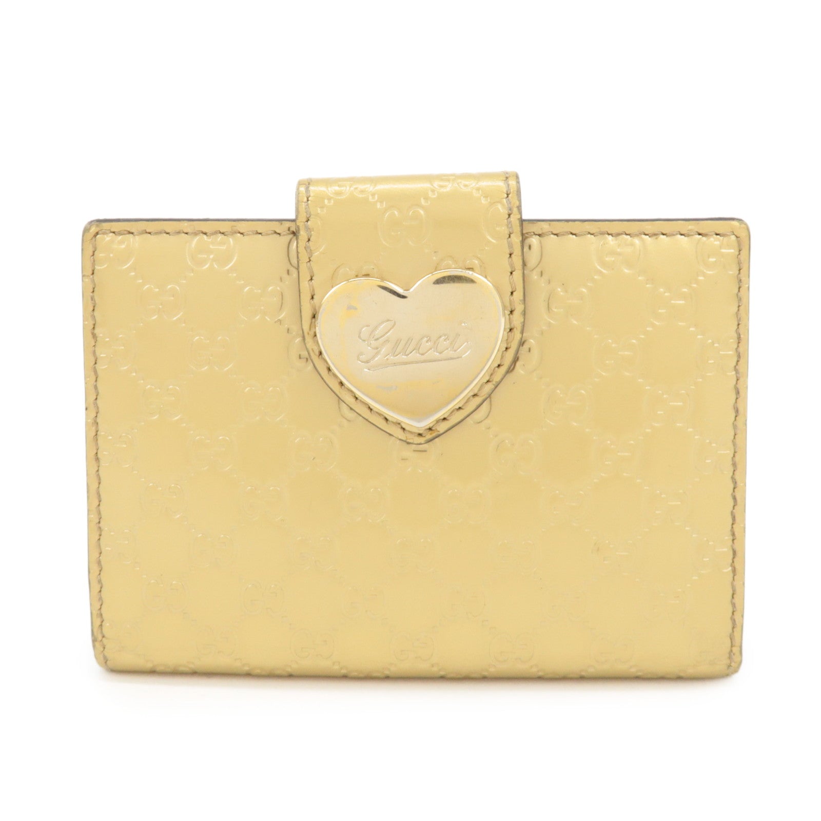 GUCCI Micro Guccissima Leather Card Case Gold 224261 Used