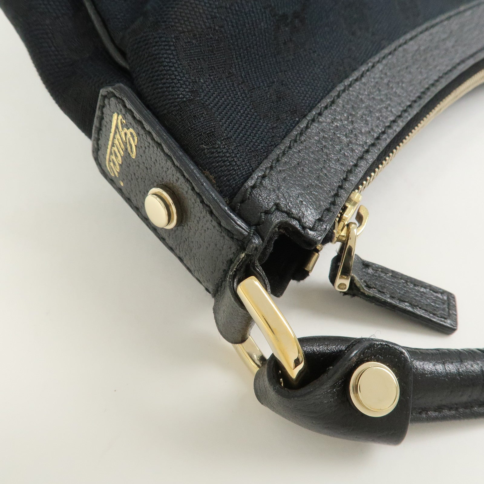 GUCCI Abbey GG Monogram Front Pocket Shoulder Bag Black 153025