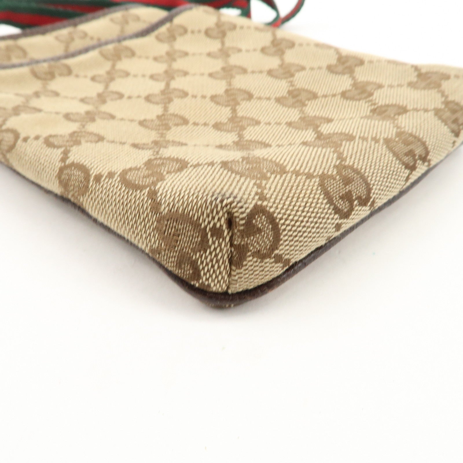 GUCCI Sherry GG Canvas Leather Shoulder Bag Beige Brown 141863 Used