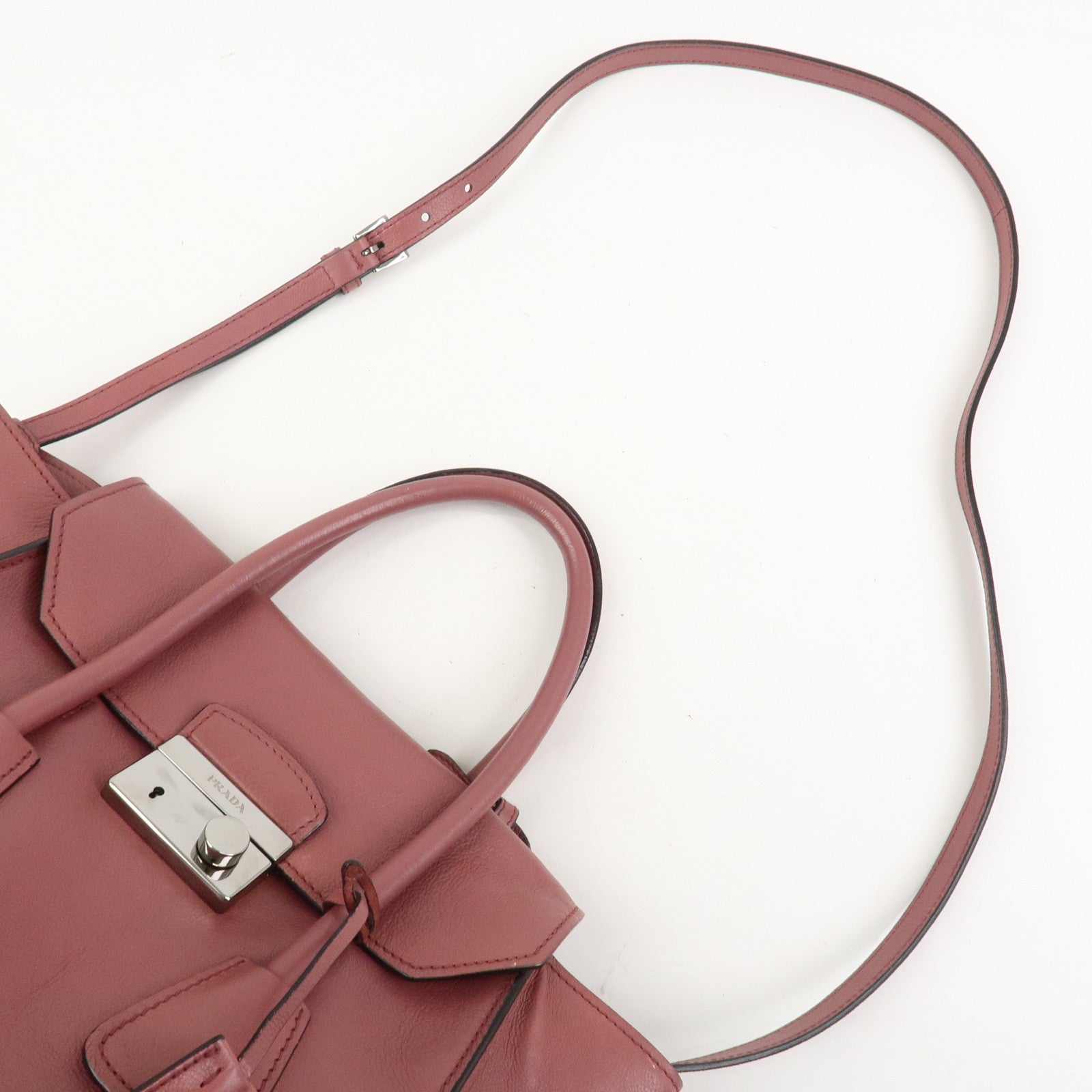 PRADA Logo Leather 2Way Bag Hand Bag Shoulder Bag Pink BN2665