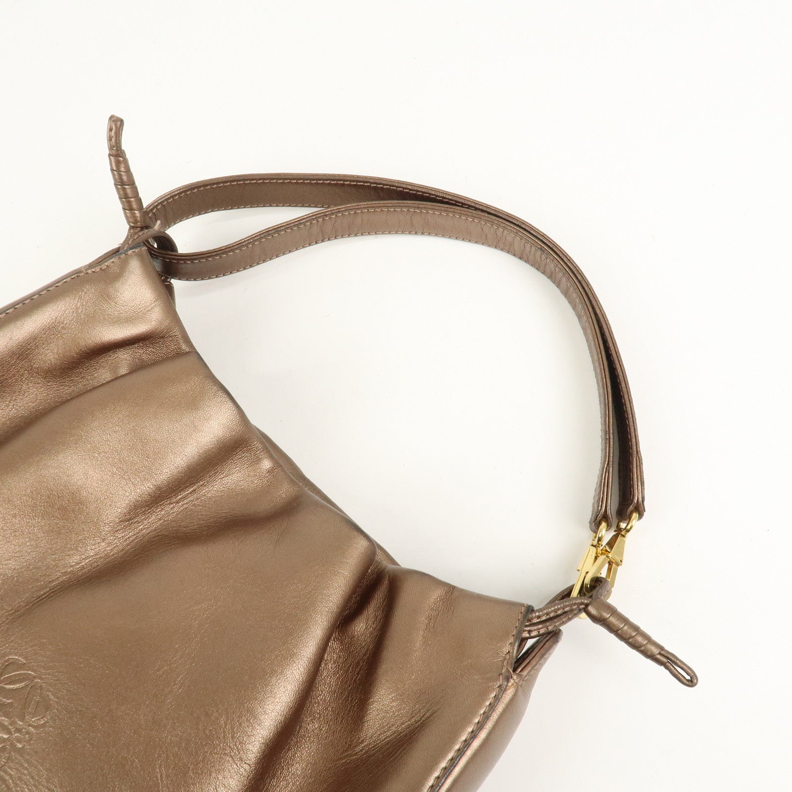 LOEWE Anagram Logo Leather Shoulder Bag Hand Bag Brown