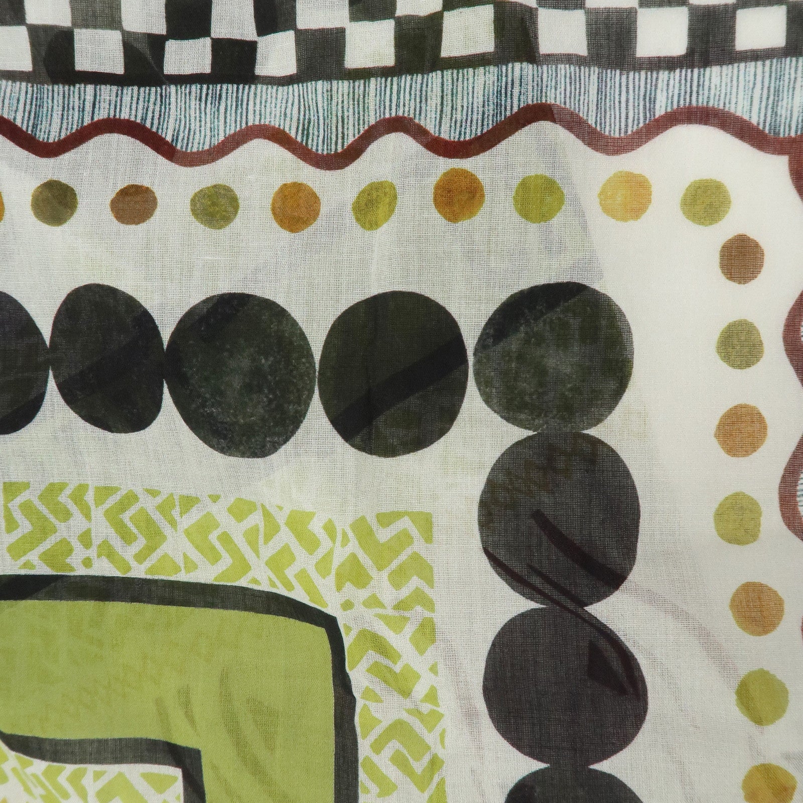 Christian Dior Logo Cotton 100% Scarf Geometric Motif Ivory Green