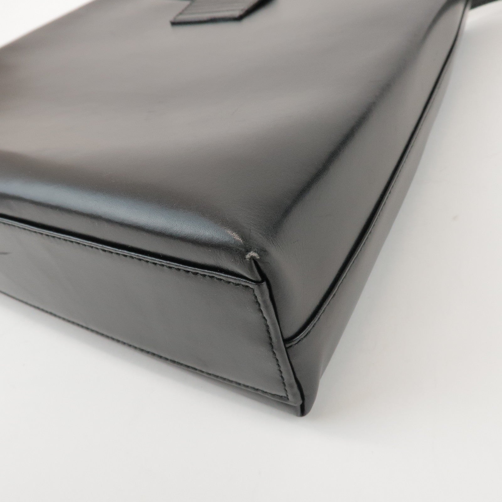 Ferragamo Gancini Calf Leather Shoulder Bag Hand Bag Black