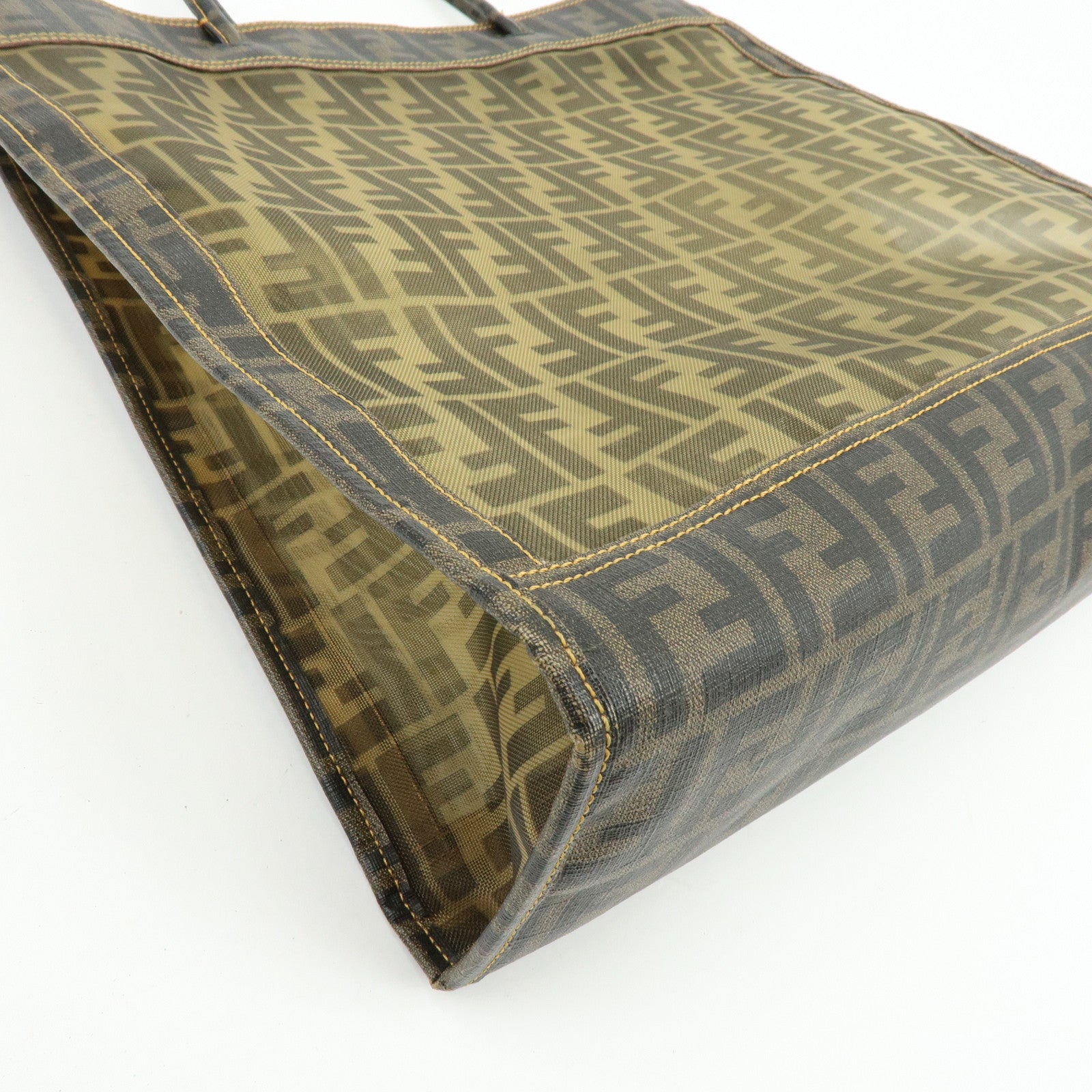 FENDI Zucca Mesh PVC Coated Tote Bag Shoulder Bag Brown 8BH184