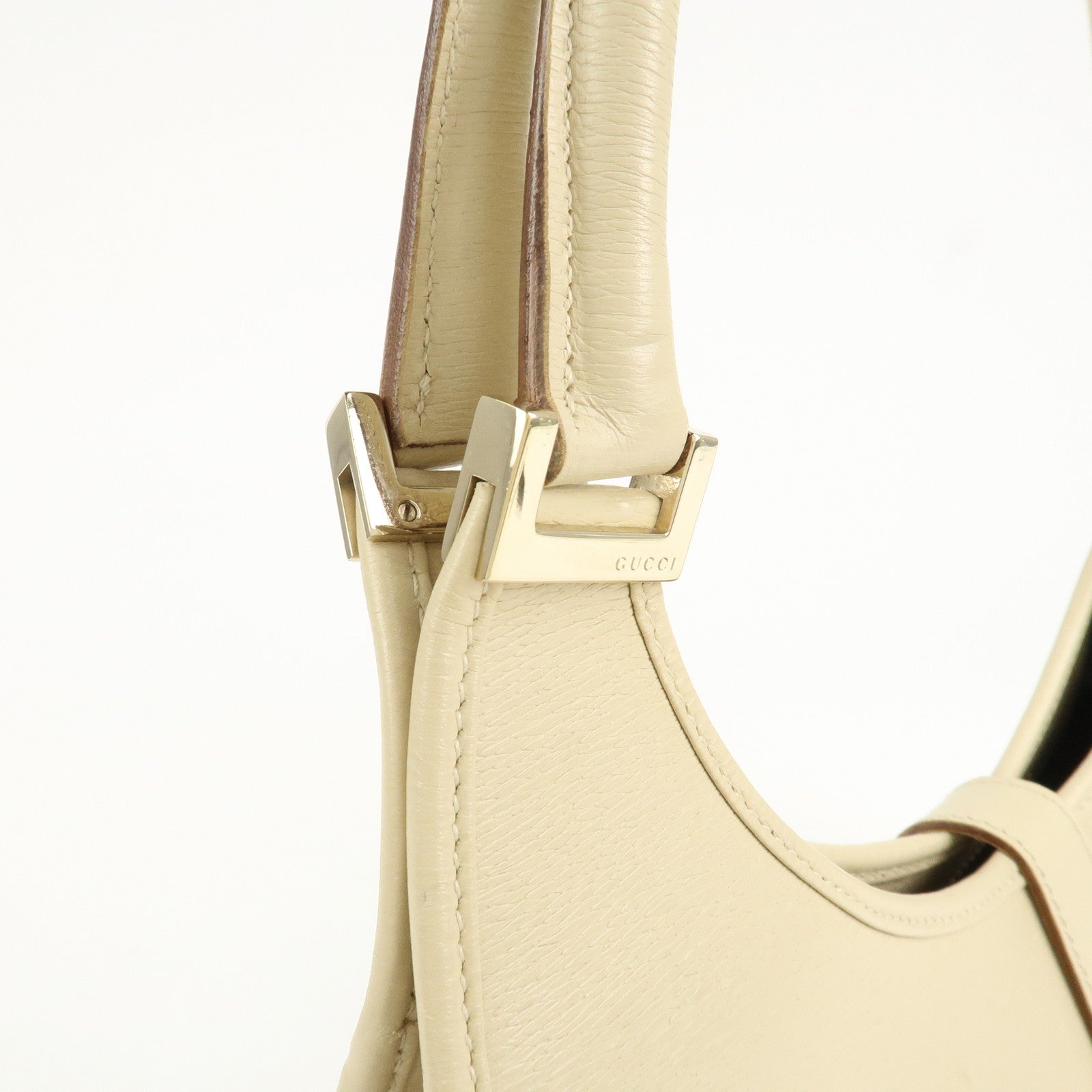 GUCCI Jackie Leather Shoulder Bag Hand Bag Light Beige 002 1067 Used