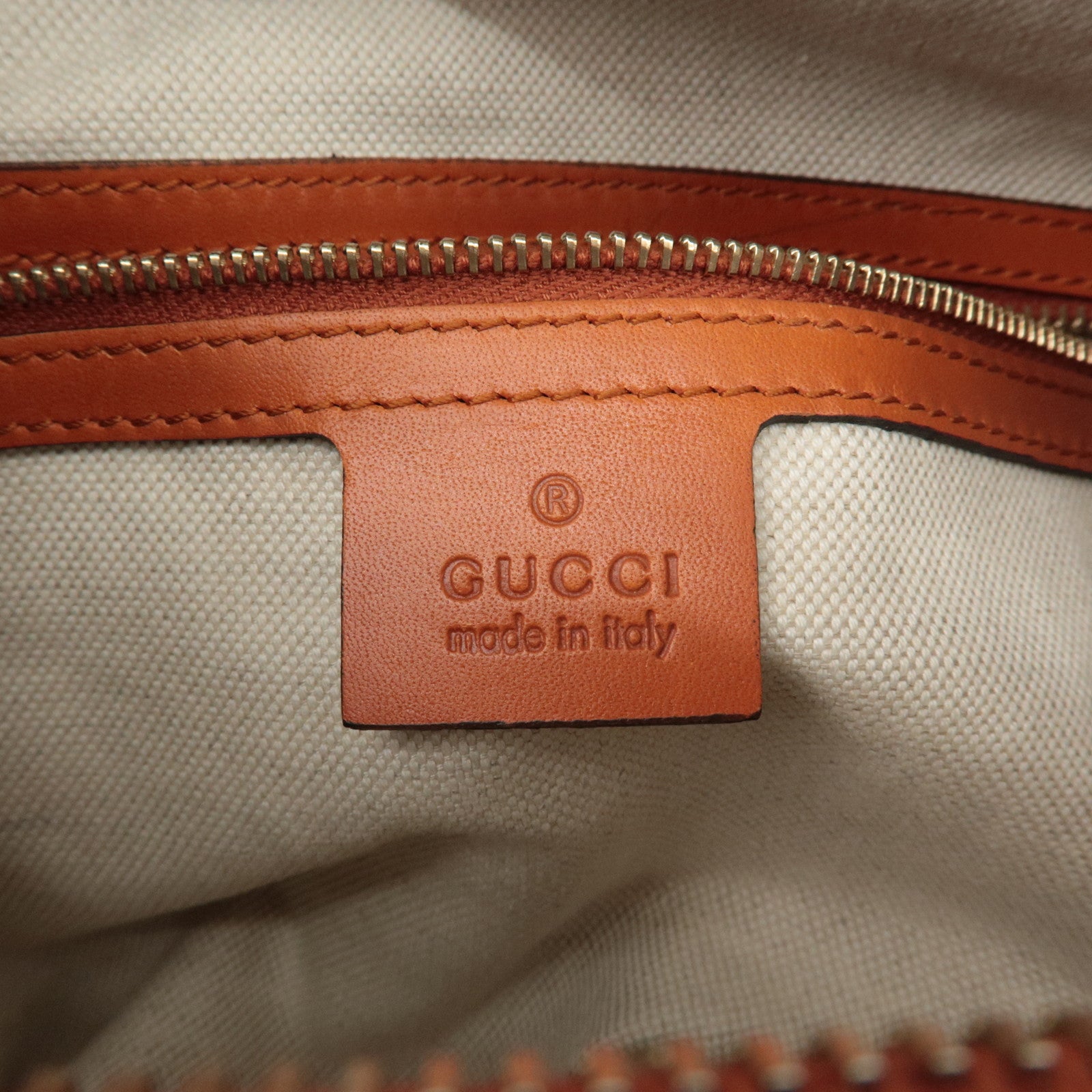 GUCCI GG Canvas Leather 2Way Mini Boston Bag Orange Beige 269876 Used