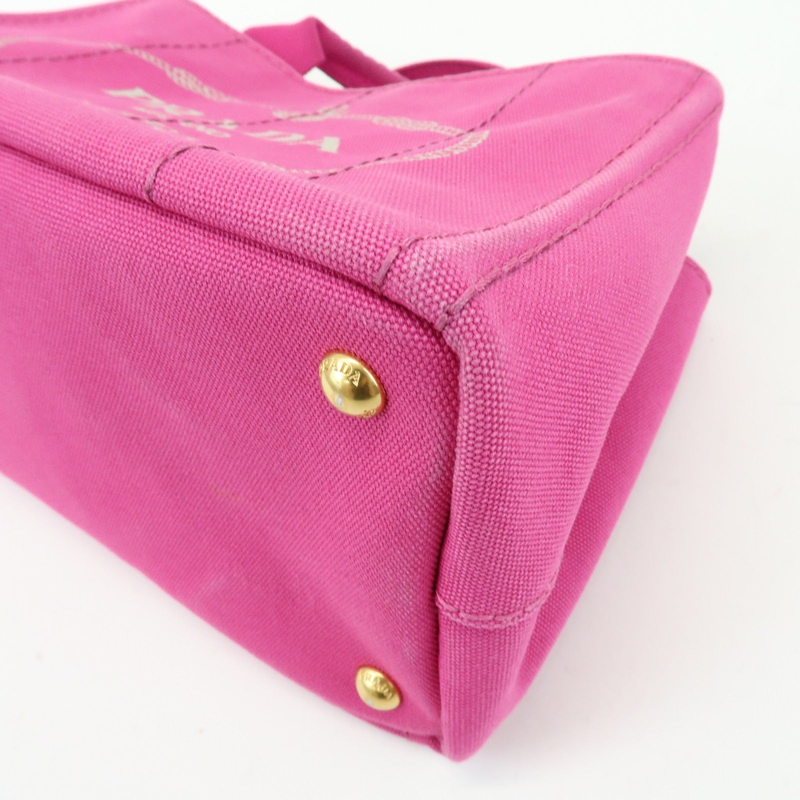 PRADA Triangle Logo Canapa Mini Canvas Tote Hand Bag Pink BN2439
