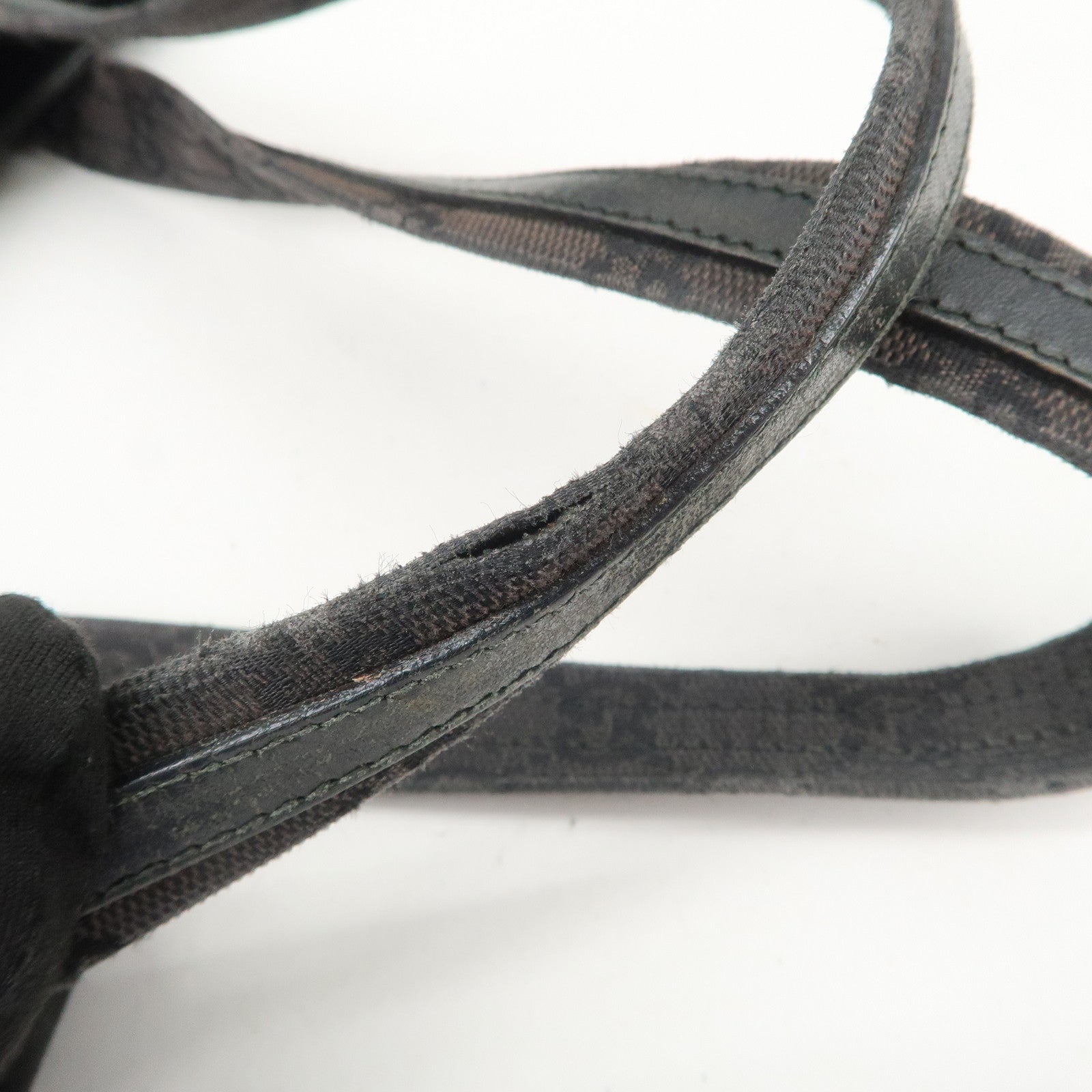 GUCCI GG Canvas Leather Hand Bag Shoulder Bag Dark Brown 002・1075