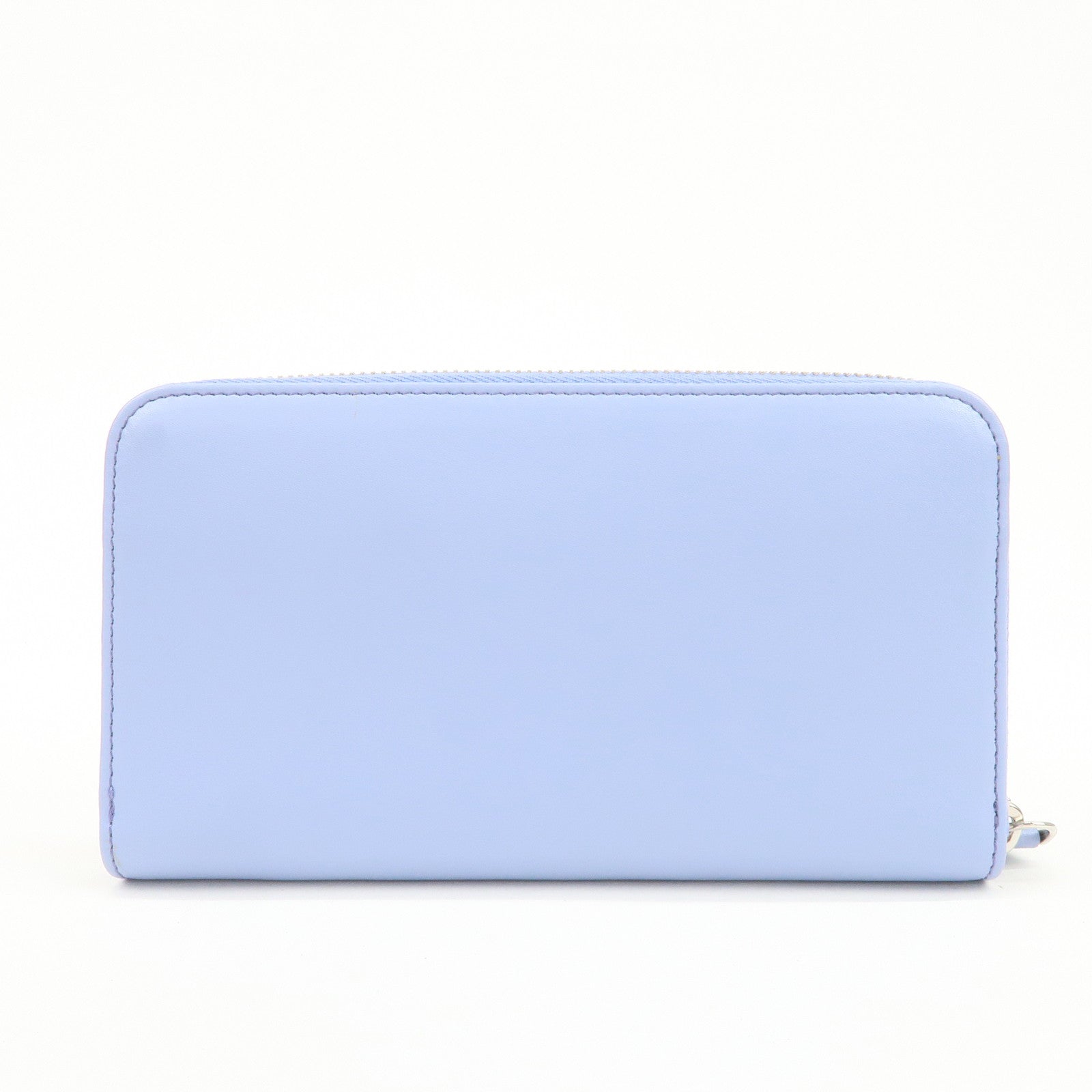 FENDI Plexiglass Studs Round Zippy Long Wallet Light Blue 8M0299