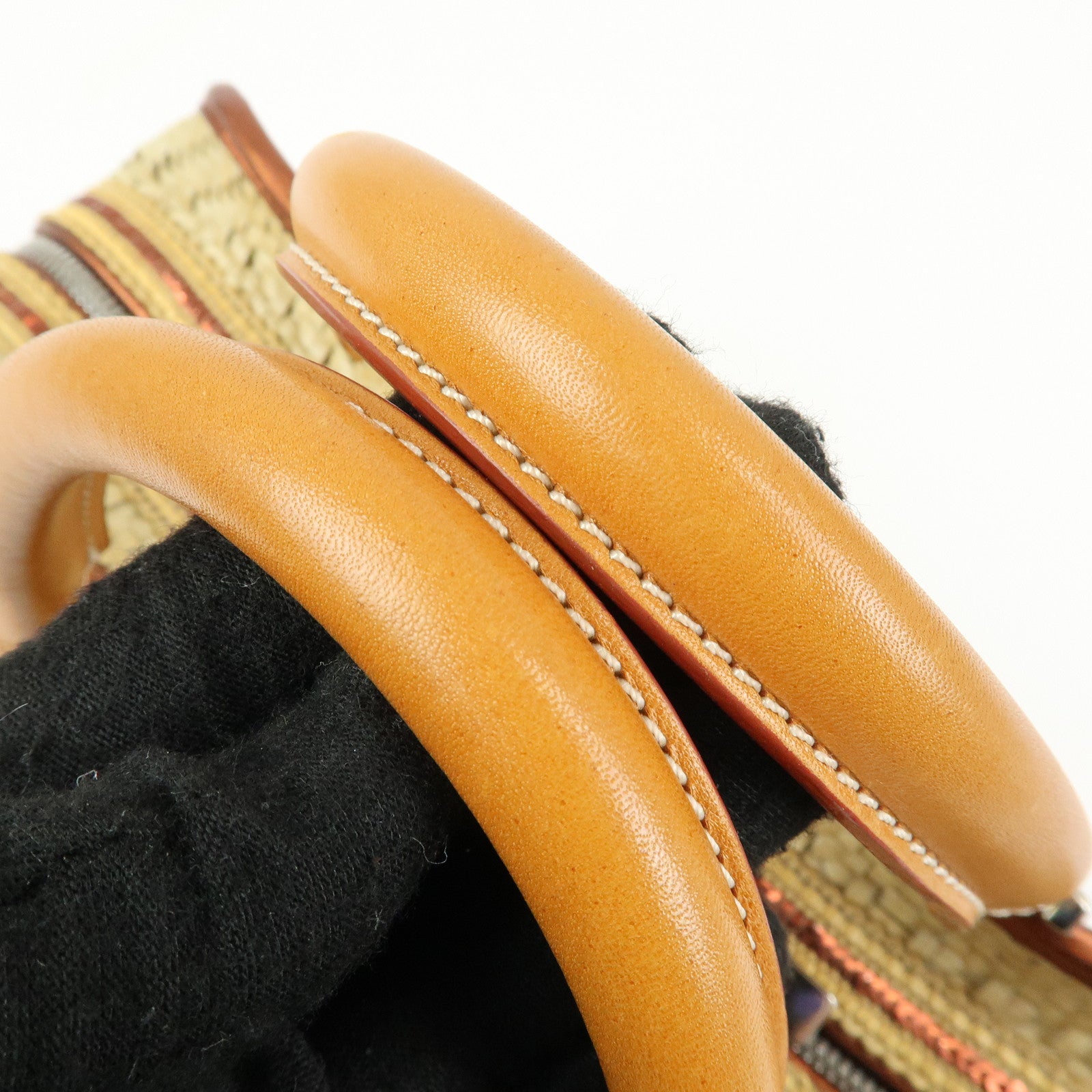 LOEWE Anagram Amazona 28 Raffia Leather Hand Bag Beige Camel