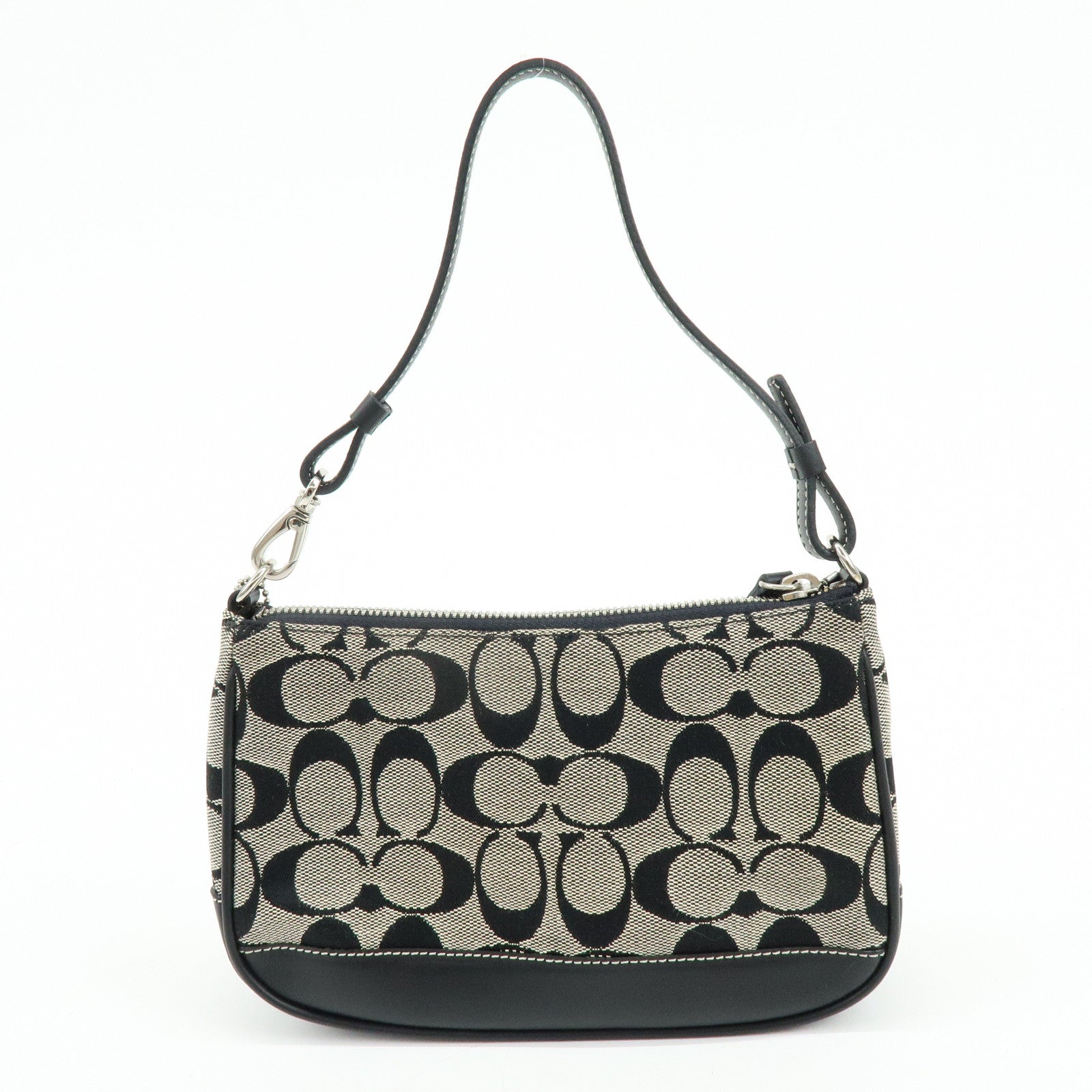 COACH Signature Canvas Leather Hand Bag Pouch Black