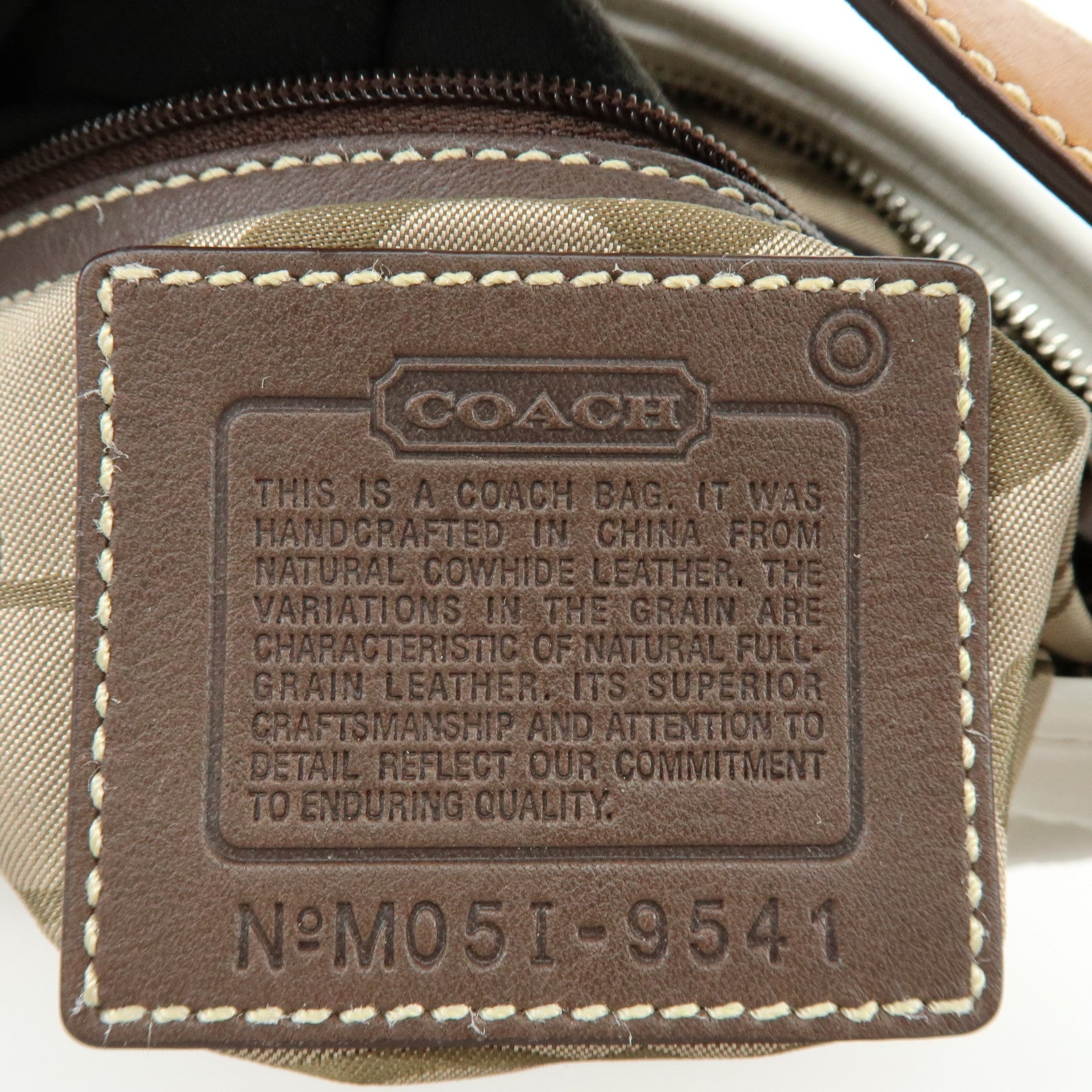 COACH Leather Shoulder Bag Hand Bag White Camel