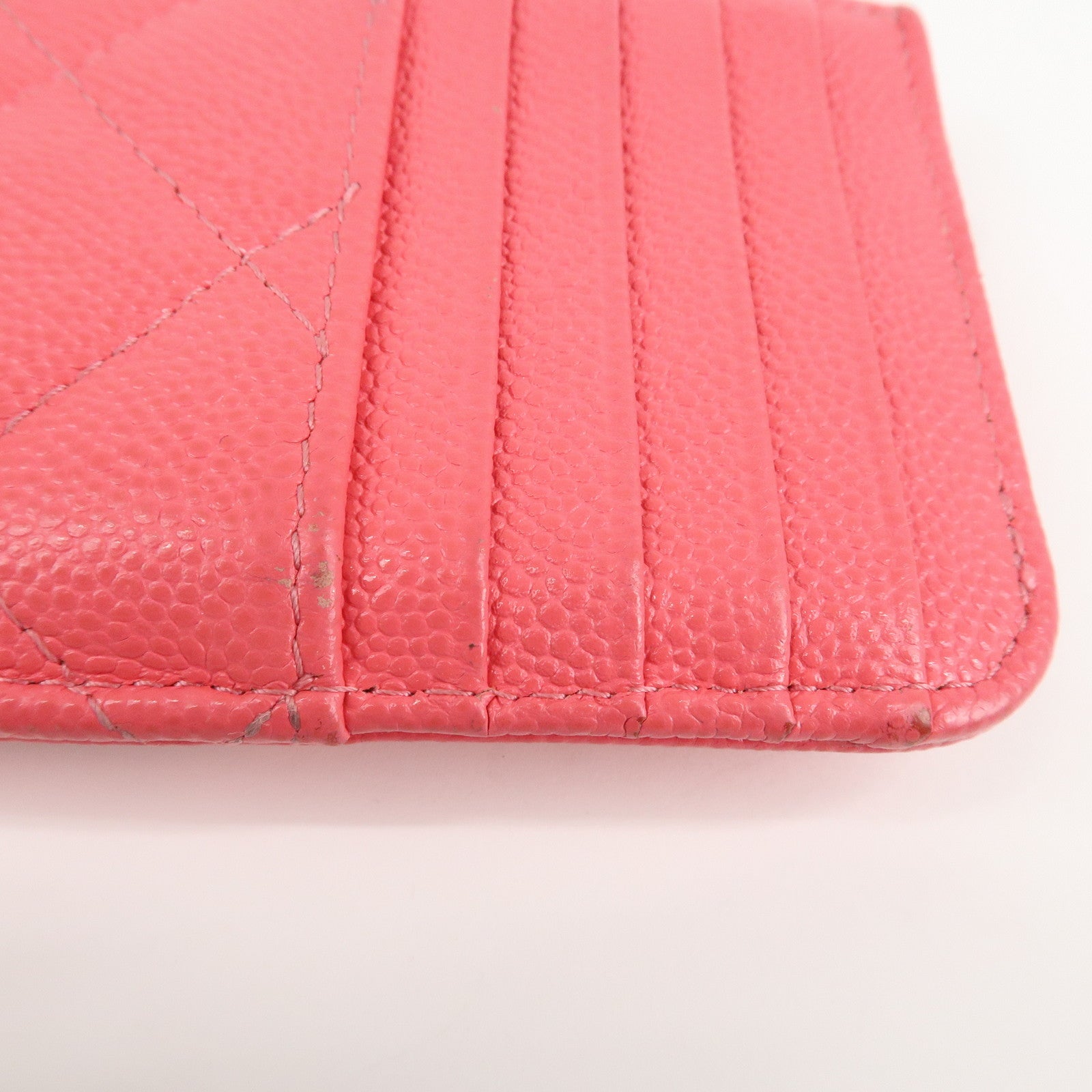 CHANEL Matelasse Caviarskin Card Case Coin Case Pink AP2570 Used