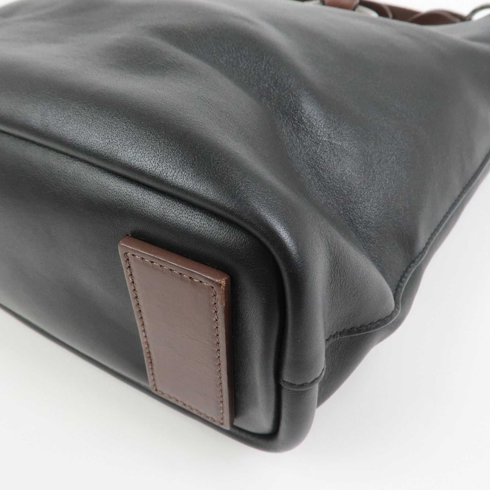 SAINT LAURENT PARIS Leather Shoulder Bag Black Brown