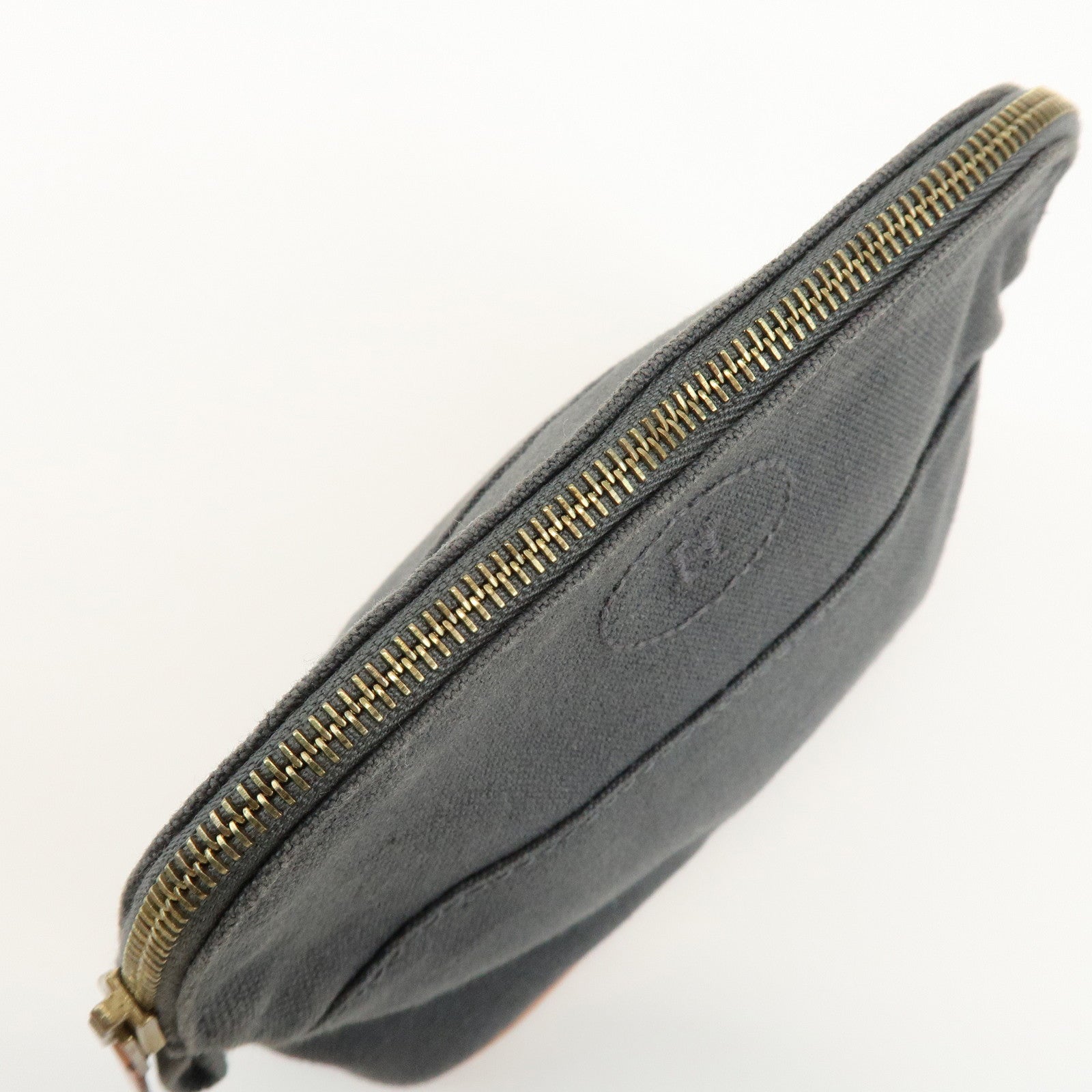 HERMES Logo Canvas Leather Bolide Pouch 16 Cosmetic Pouch
