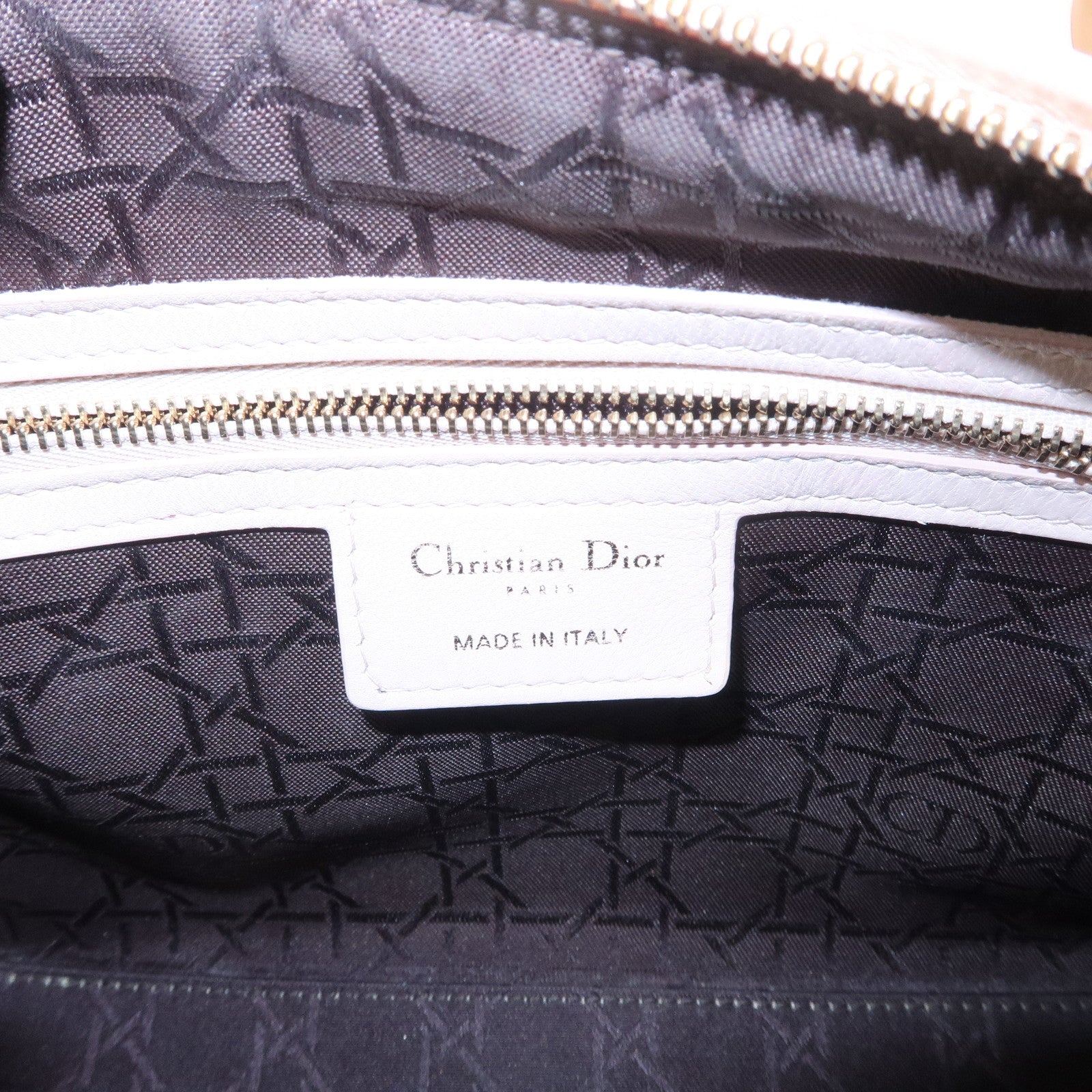 Christian Dior Cannage Leather 2Way Bag Shoulder Bag Pink Beige Used