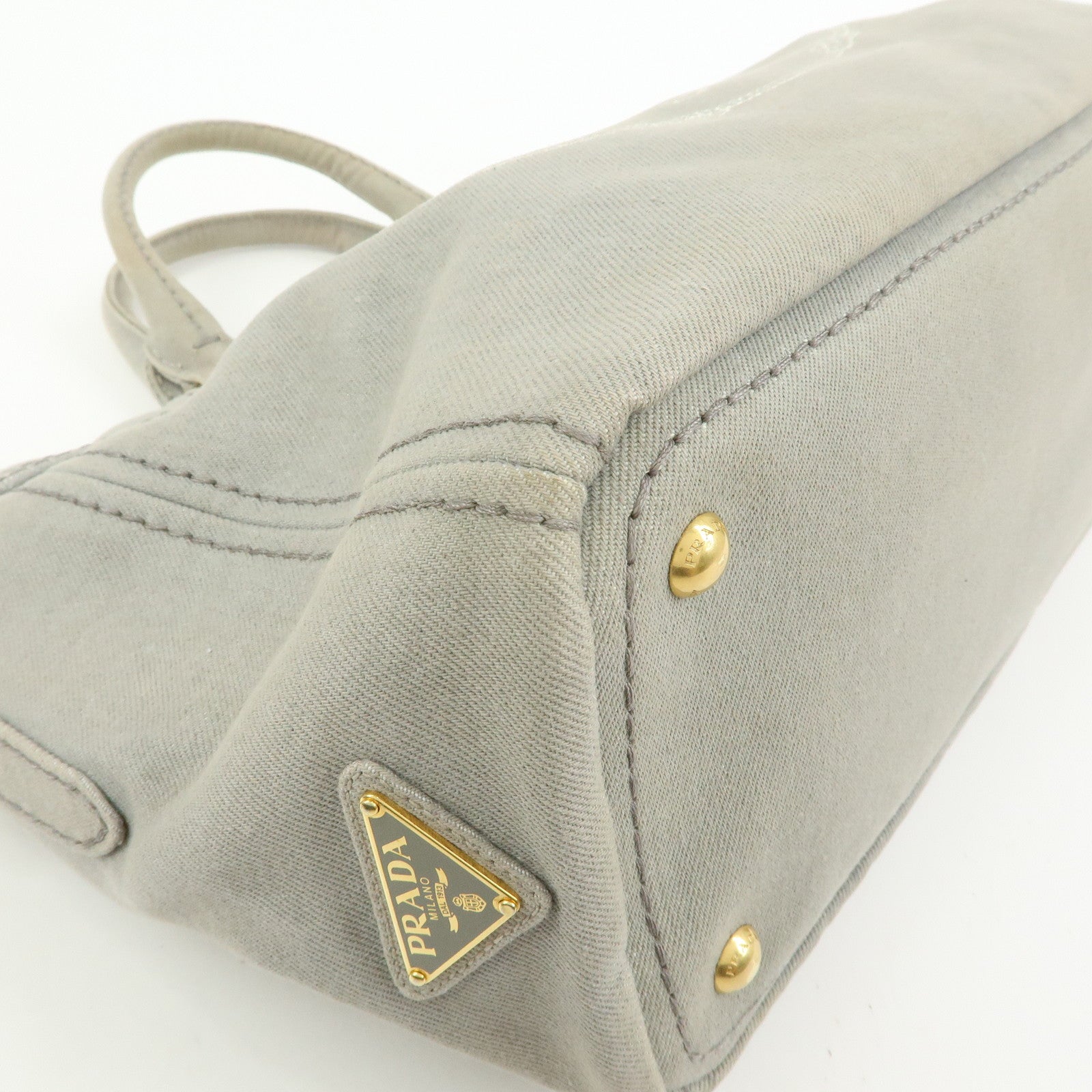 PRADA Canapa Canvas 2Way Bag Hand Bag Shoulder Bag Gray BN2069