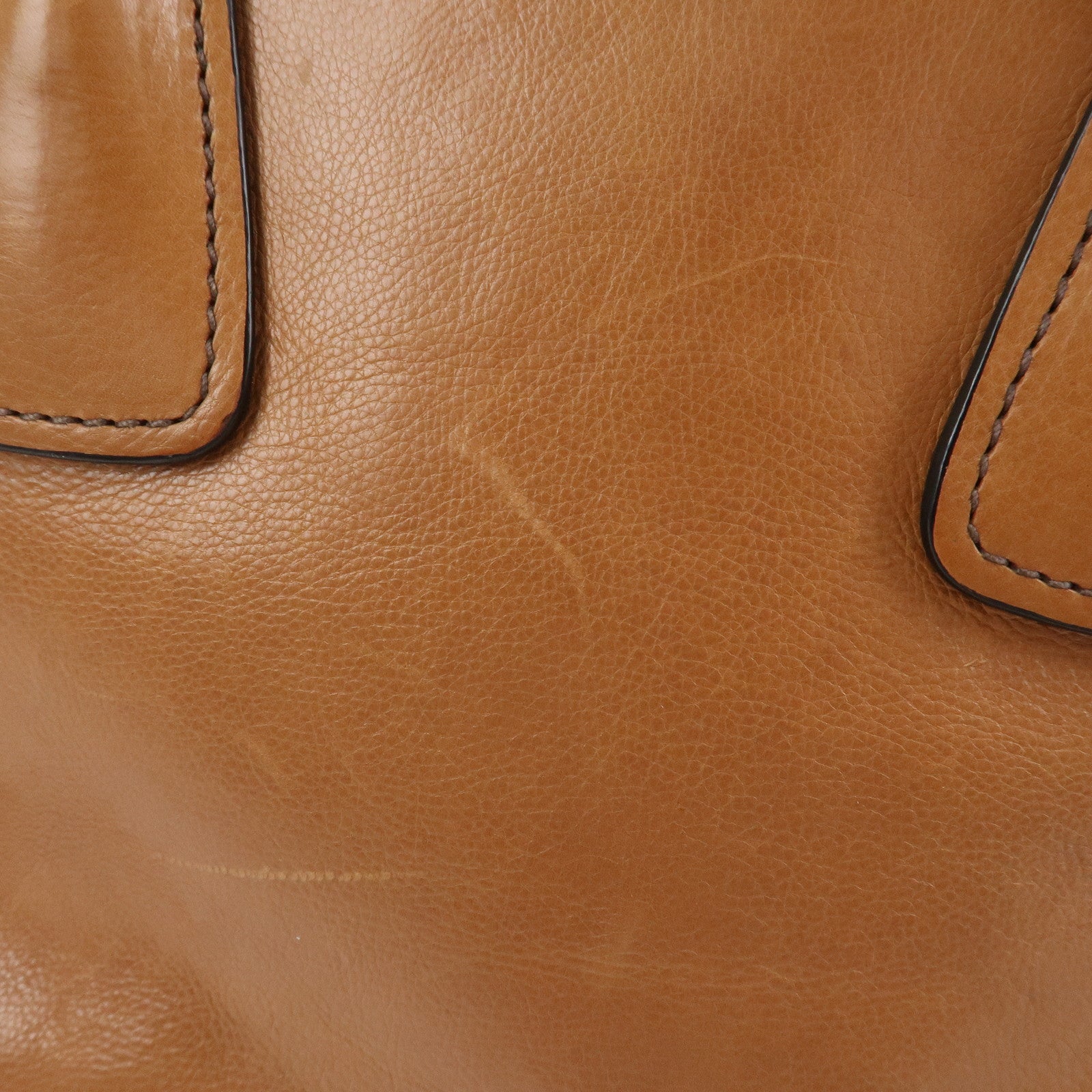 PRADA Triangle Logo Leather 2Way Hand Bag Shoulder Bag Brown BN2619