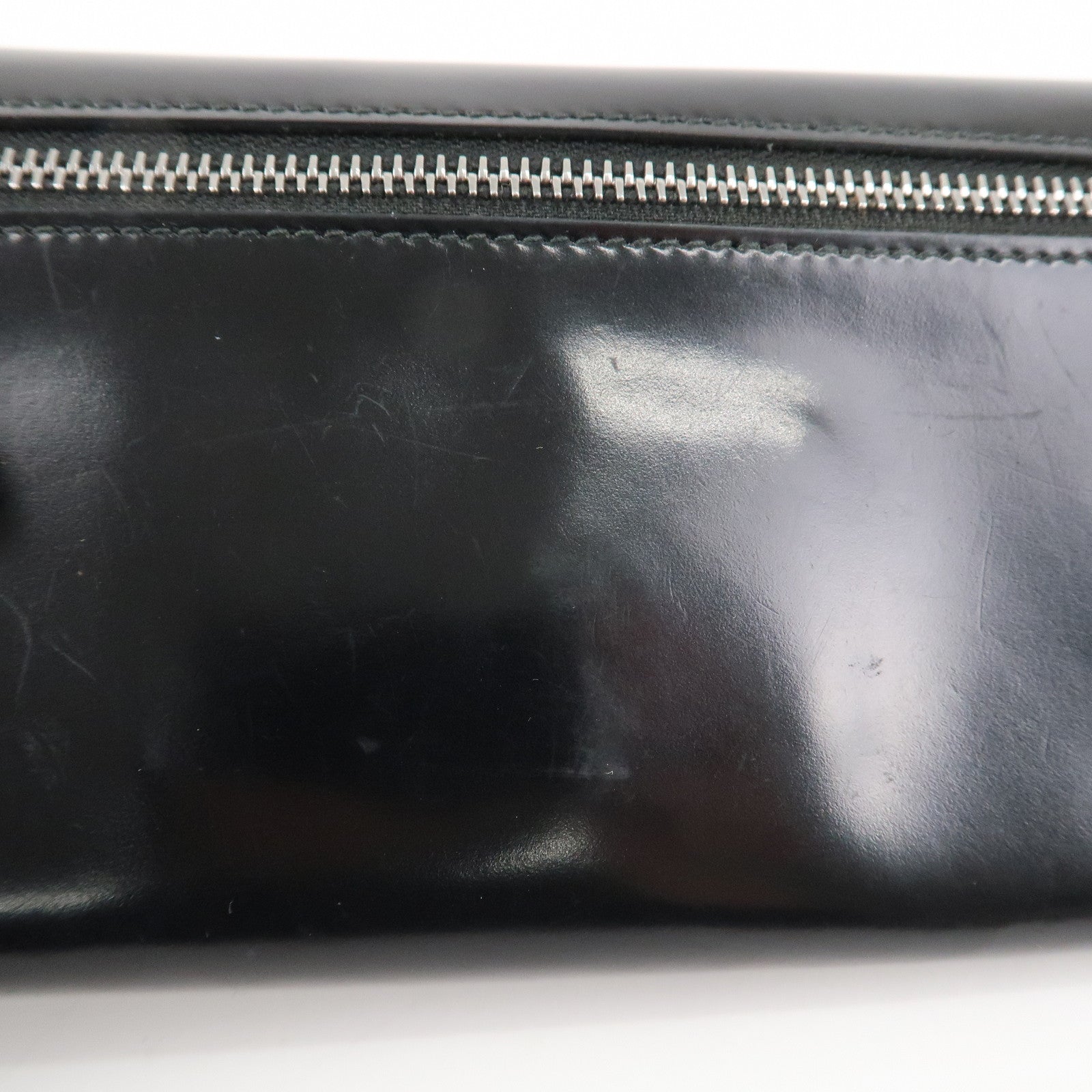 PRADA Leather Bi-Fold Long Wallet Black Silver Hardware 1MH037 Used