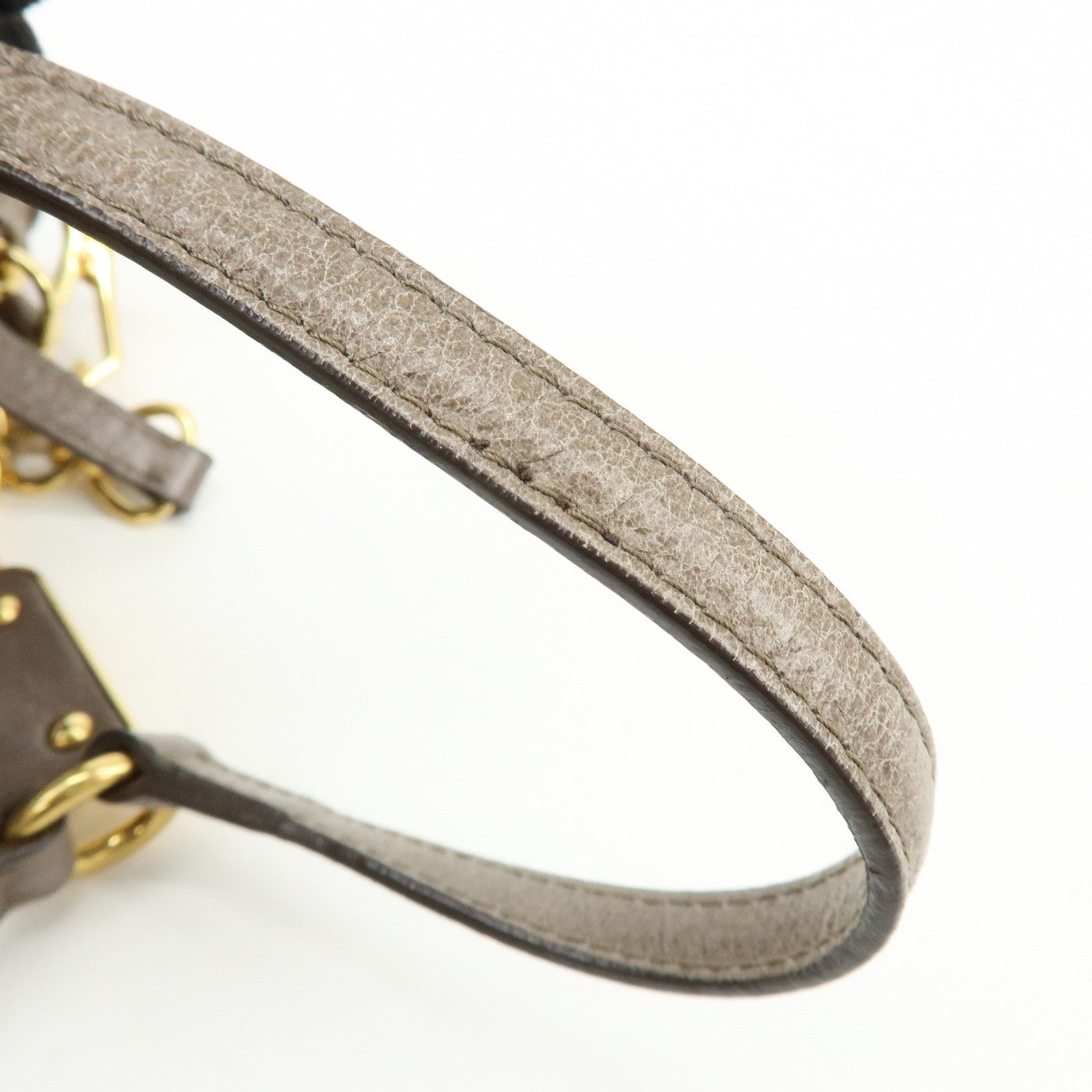 MIU MIU Matelasse Gathered Leather Shoulder Bag Hand Bag Gray
