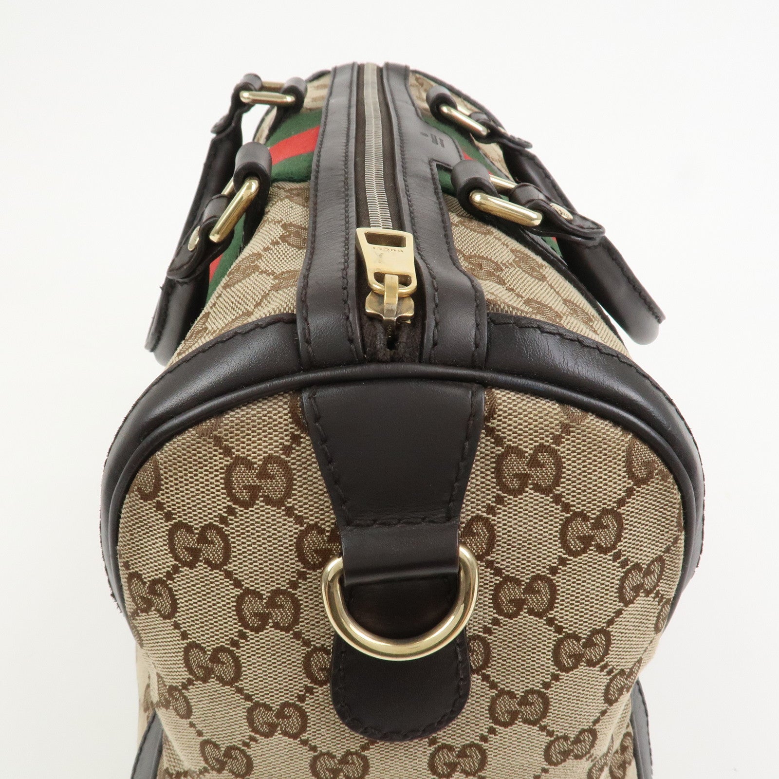 GUCCI Sherry GG Canvas Leather 2Way Bag Boston Bag Brown 247205