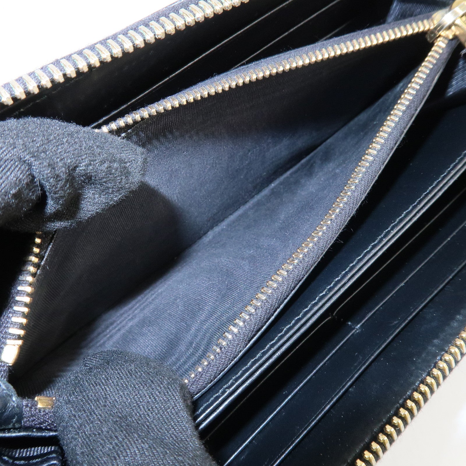 PRADA Logo Saffiano Vernis Leather Round Zipper Long Wallet 1ML506 Used