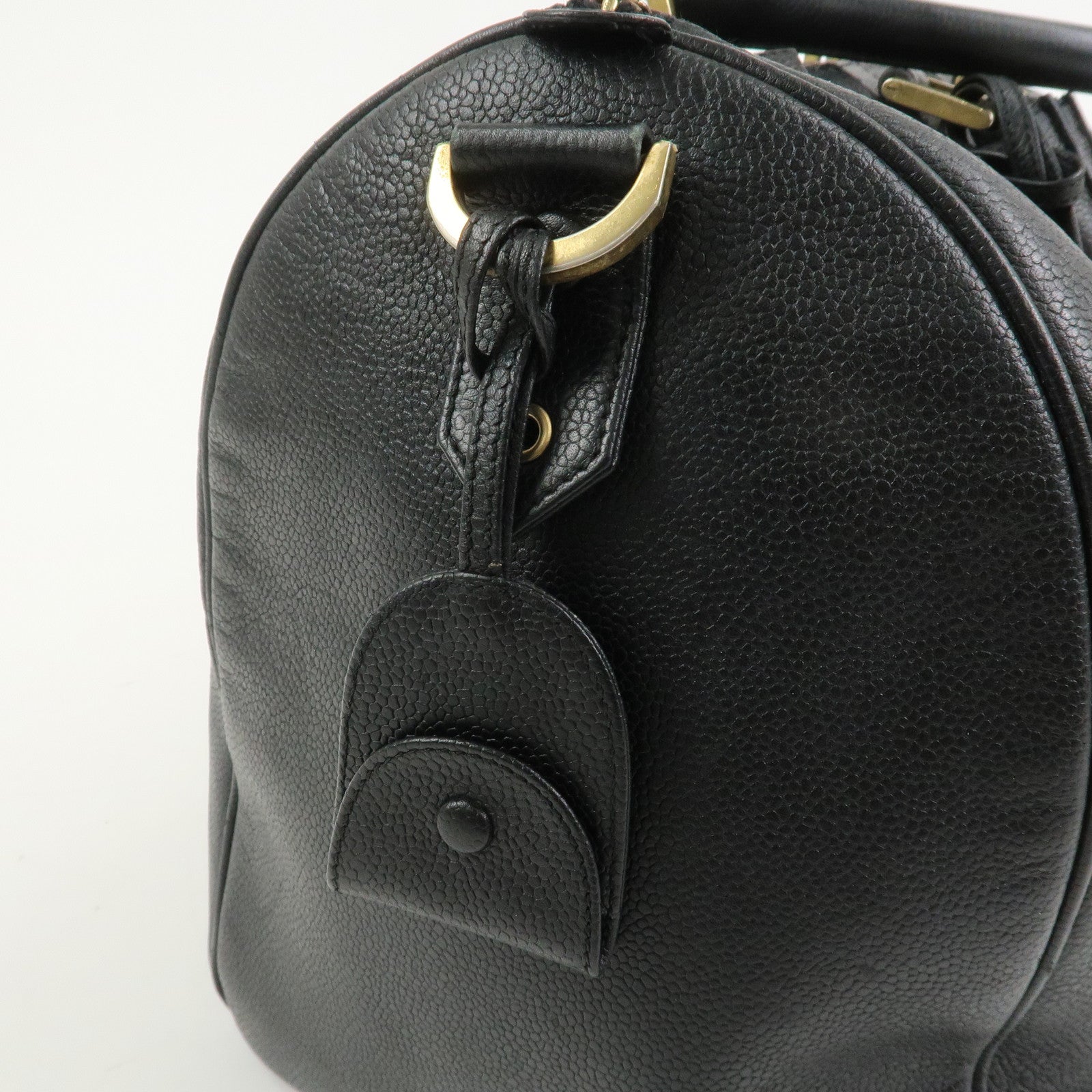 CHANEL COCO Mark Caviar skin Boston Bag Black Gold