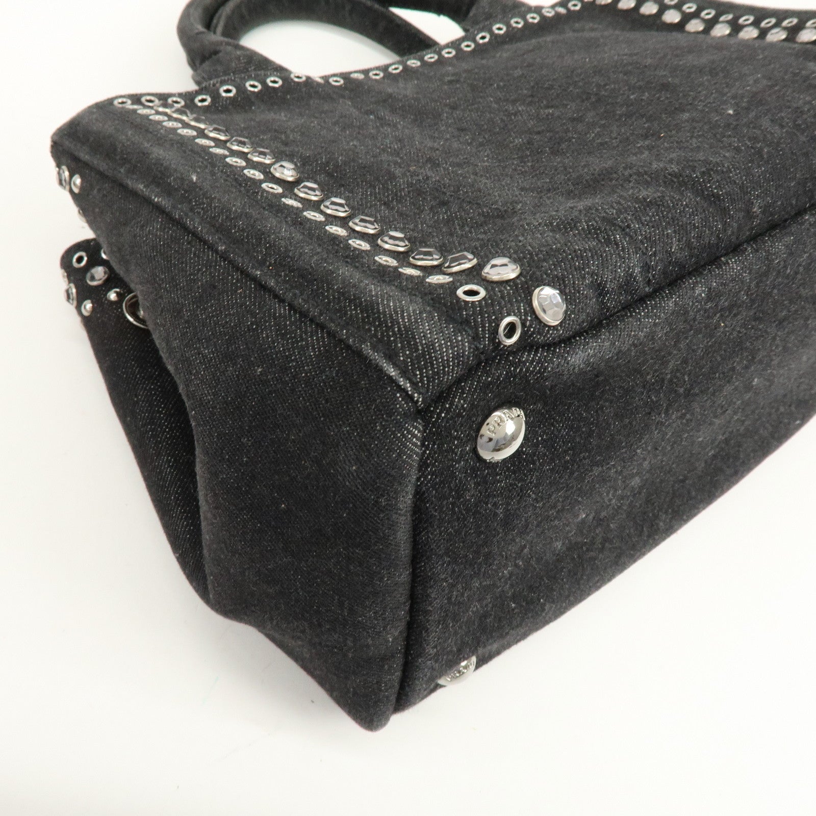 PRADA Triangle Logo Canapa Mini Bijou Denim Canvas 2Way Bag BN2439