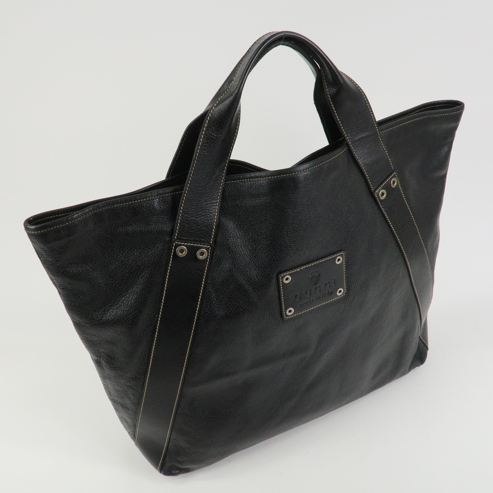 GUCCI Hysteria Leather Tote Bag Hand Bag Black 211126