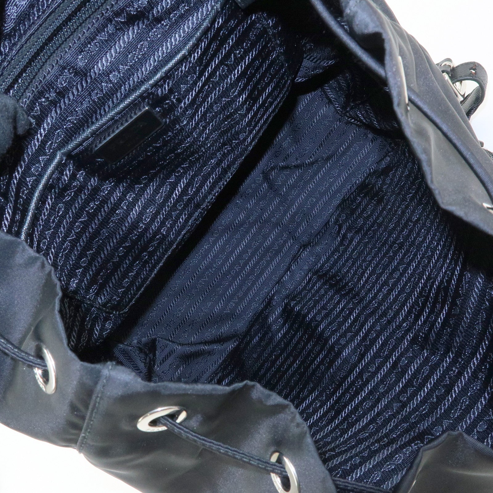 PRADA Triangle Logo Nylon Leather Backpack Rucksack Black 1BZ005