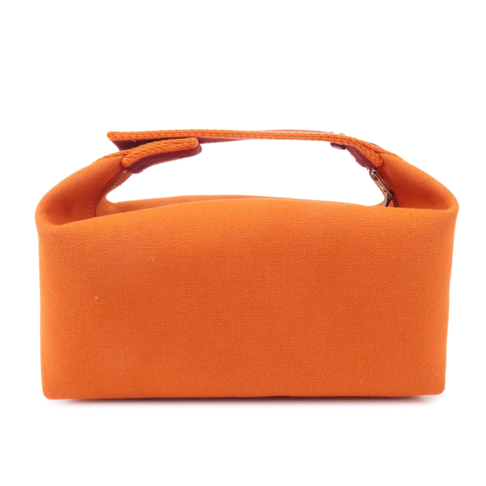 HERMES Canvas Bride A Brac PM Hand Bag Orange Silver HDW Used